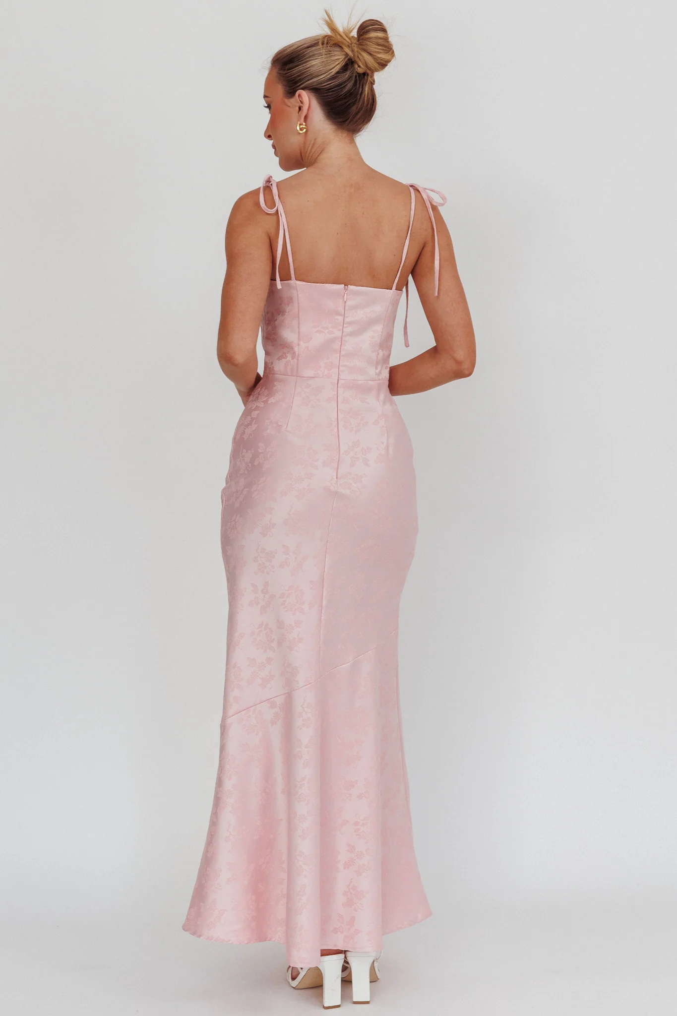 Belonging Cowl Neck Tied Shoulders Maxi Dress Blush - Seraphlike