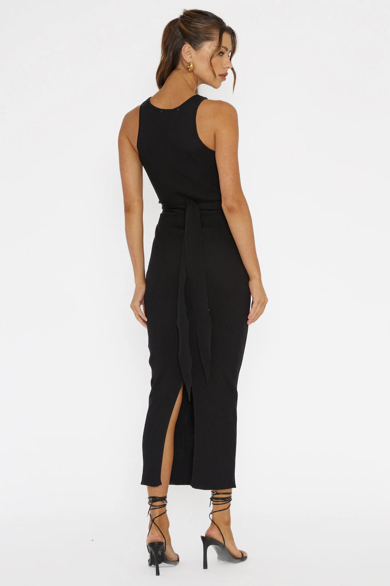 Charmed Me Ribbed Knit Midi Dress Black - Seraphlike