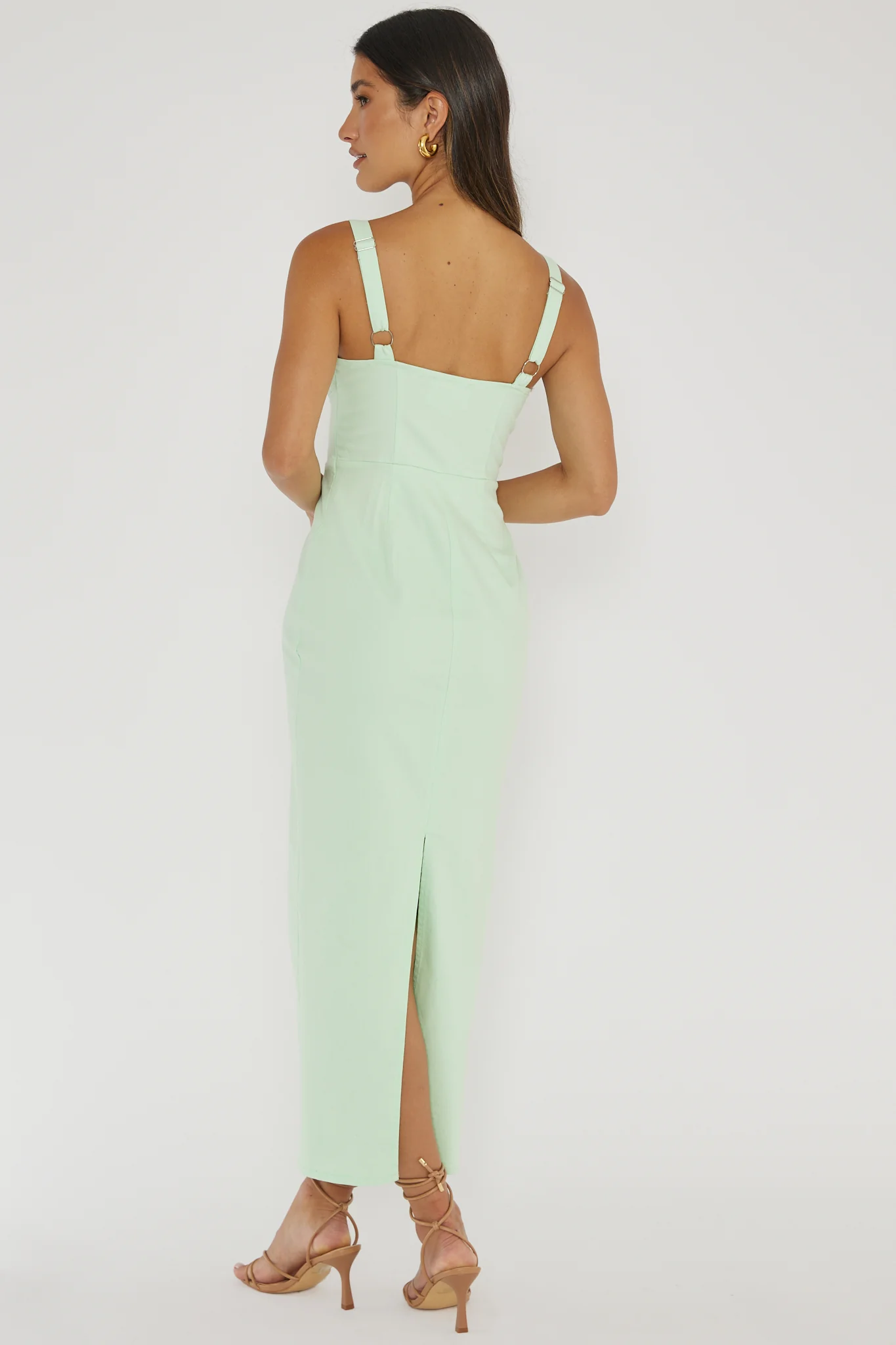 Sweet Pea Tied Bust Midi Dress Mint - Seraphlike