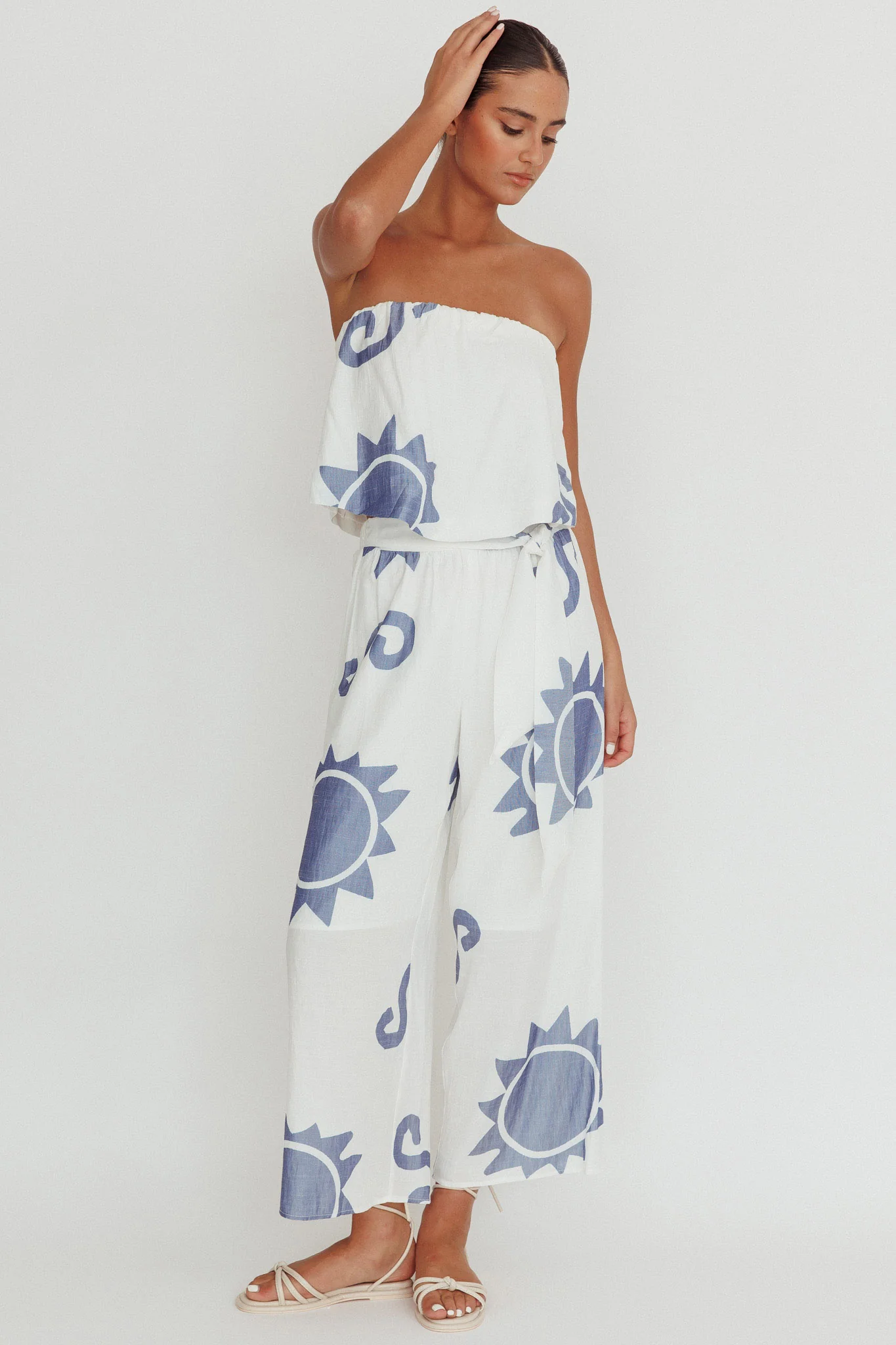 Nectar Sun Print Wide Leg Pants Blue - Seraphlike