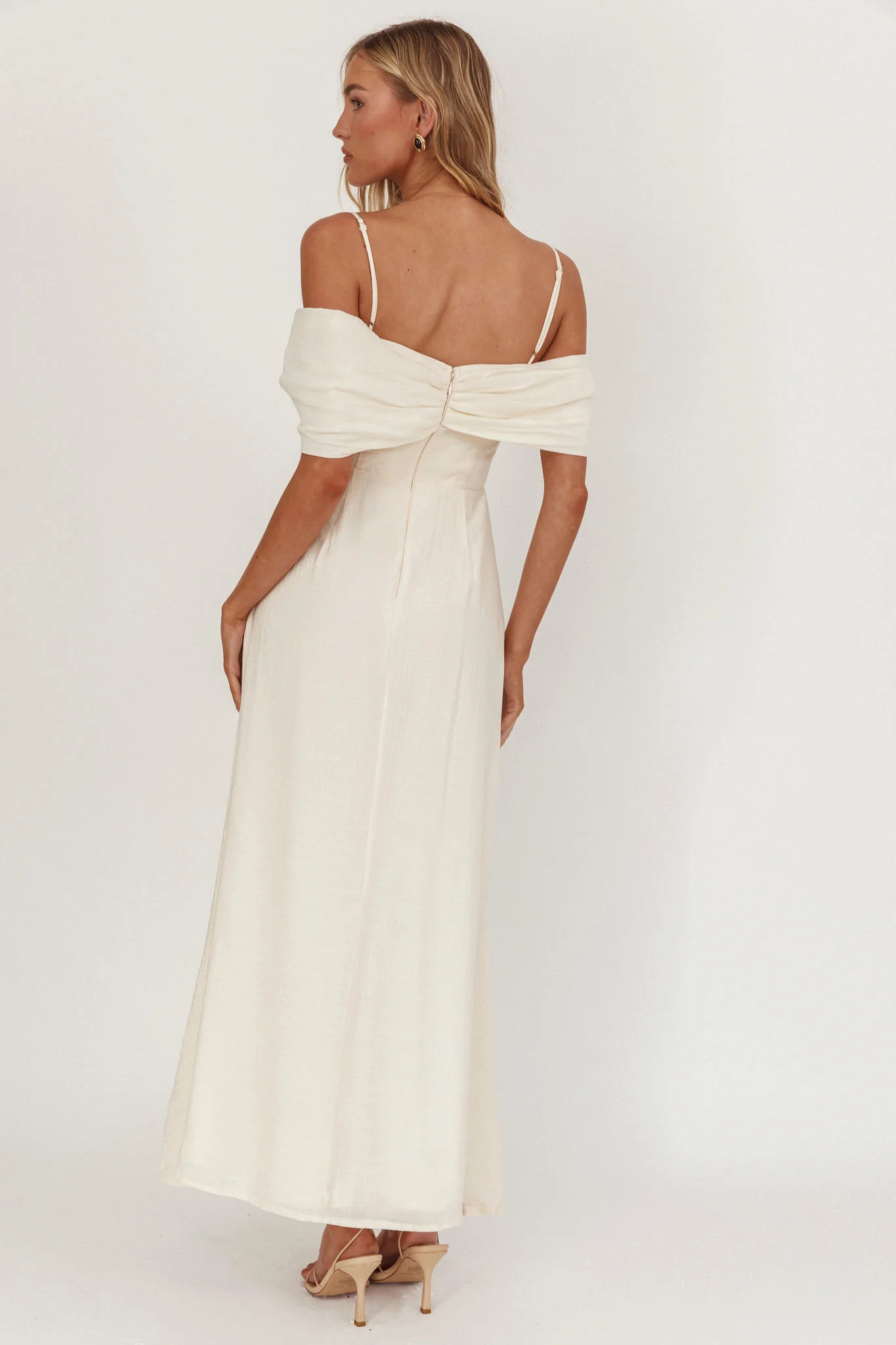 Lillibet Bow Tied Bust Midi Dress Cream - Seraphlike