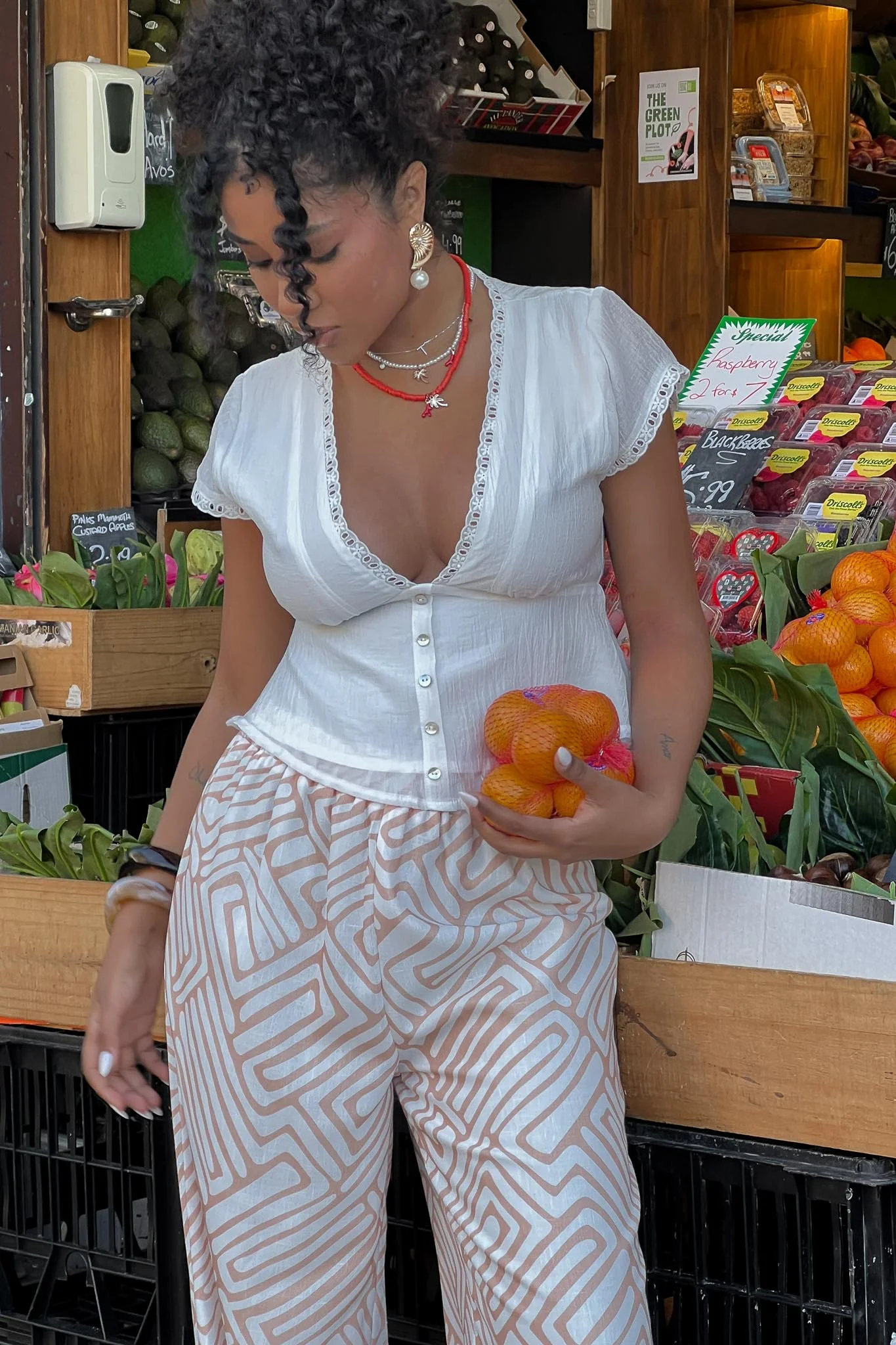 Azura Scalloped Lace Trim Top White - Seraphlike