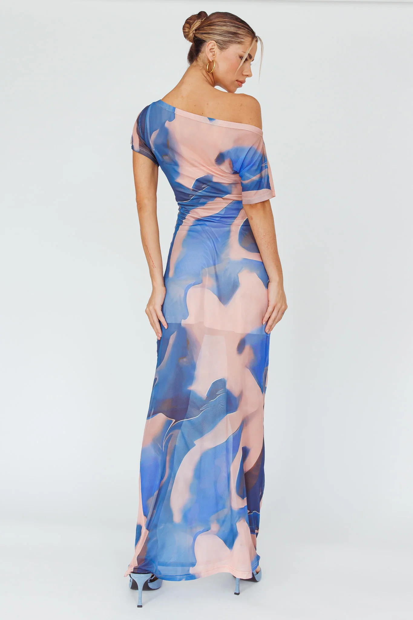 Tumi Short Sleeve Maxi Dress Printed Beige - Seraphlike