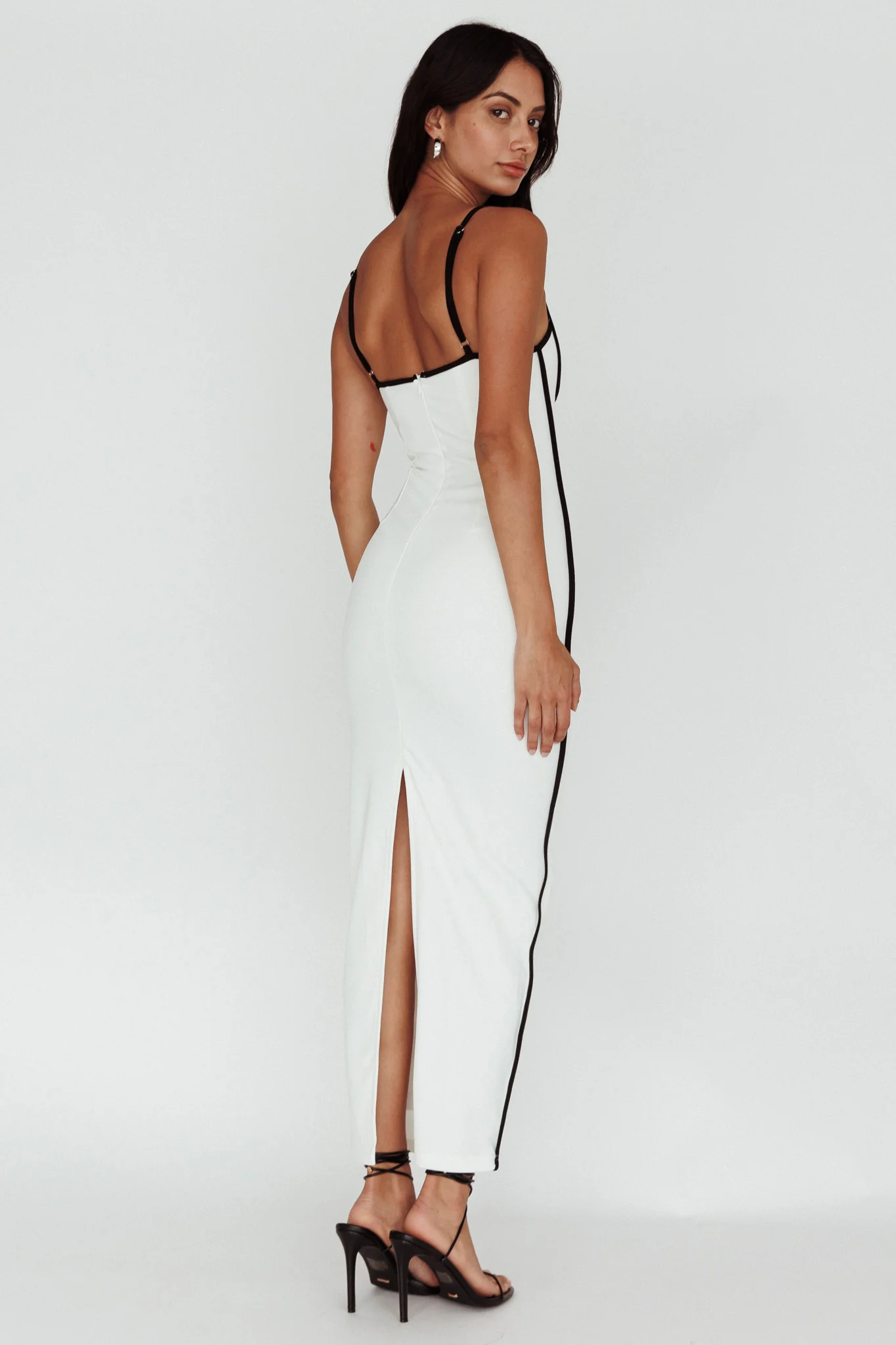 Sunny Coast Piping Trim Maxi Dress White/Black - Seraphlike