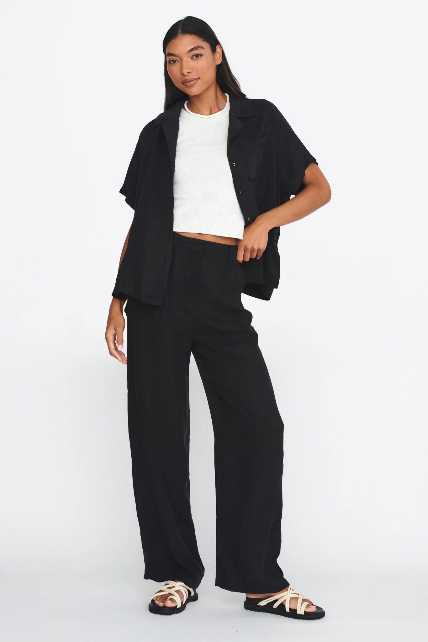 Dodie Straight Leg Trouser Pants Black - Seraphlike