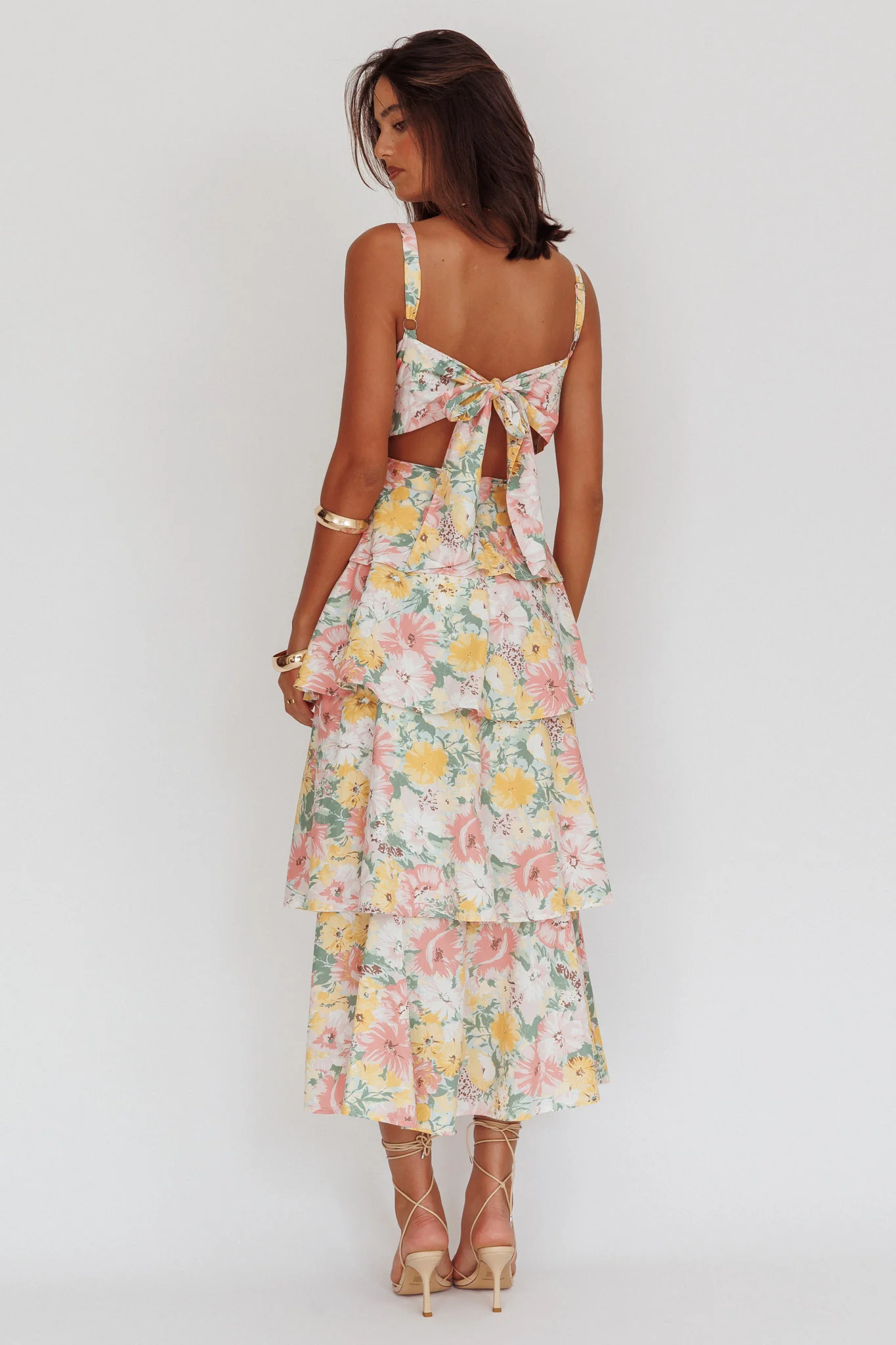 Provence Bloom Tiered Ruffle Maxi Dress Floral - Seraphlike
