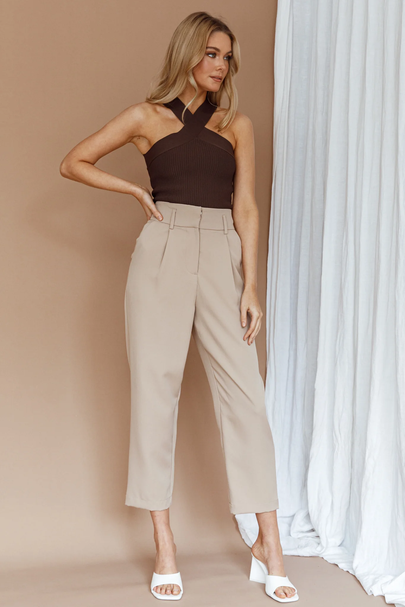 Chance Encounter Straight Leg Pants Latte - Seraphlike