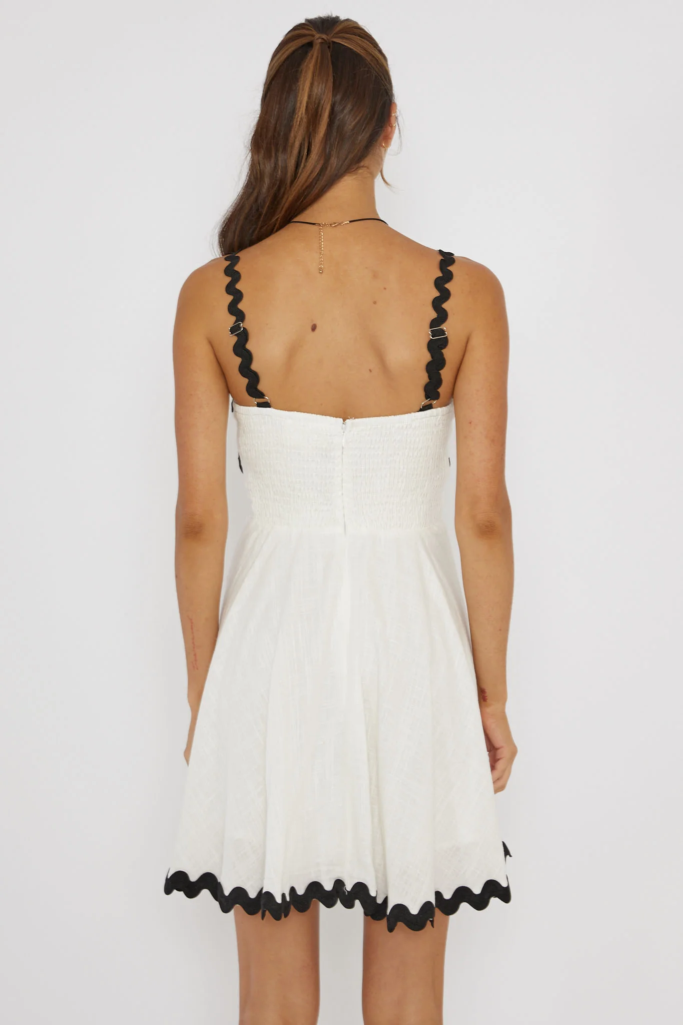 Won Me Over Ric Rac Trim Mini Dress White - Seraphlike