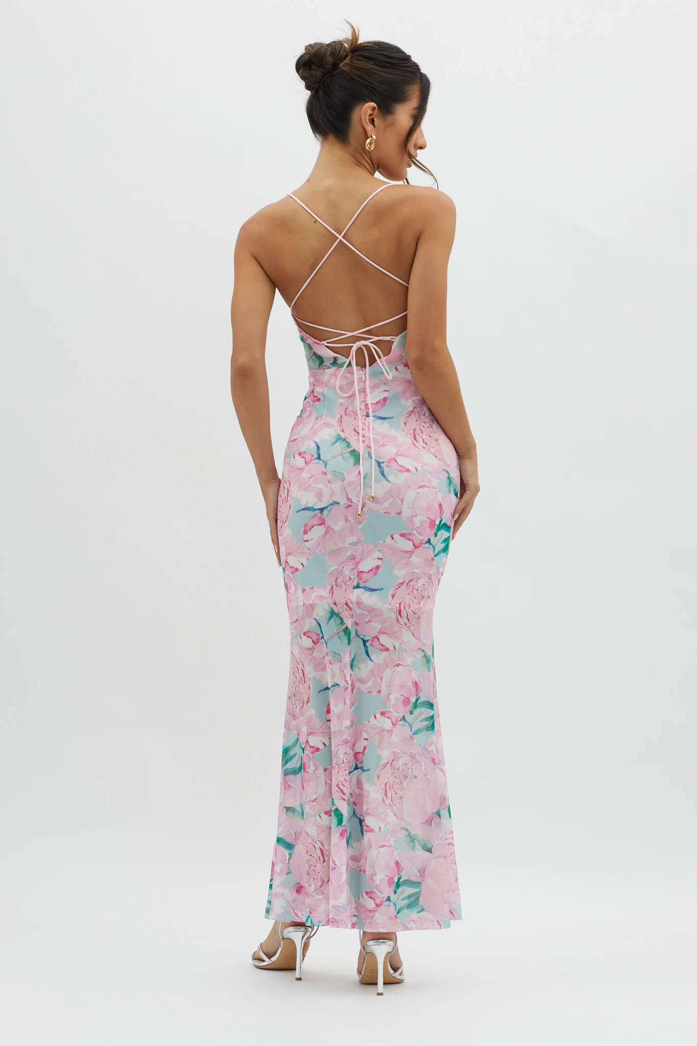Letting Go Tie-Up Back Maxi Floral Pink - Seraphlike