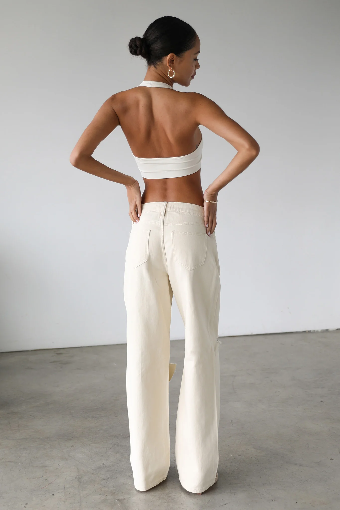 DOGMA Straight Wide Leg Skater Denim Jeans Cream - Seraphlike