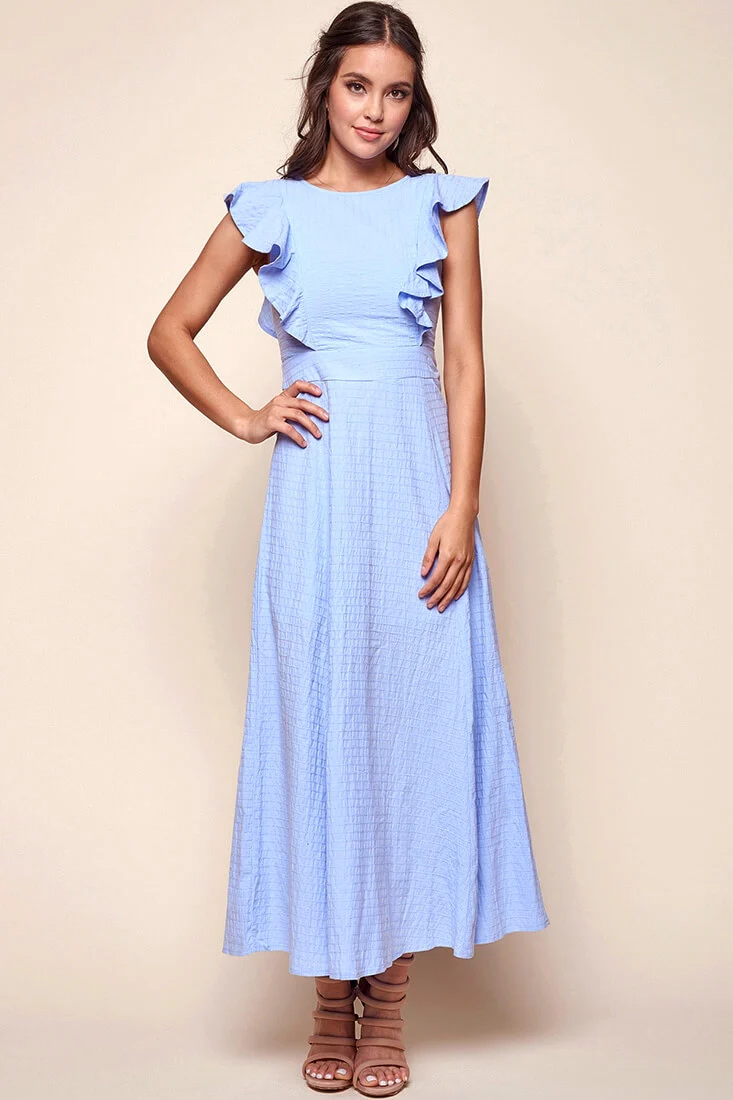 Kindall Classic Casual Dress Steel Blue - Seraphlike