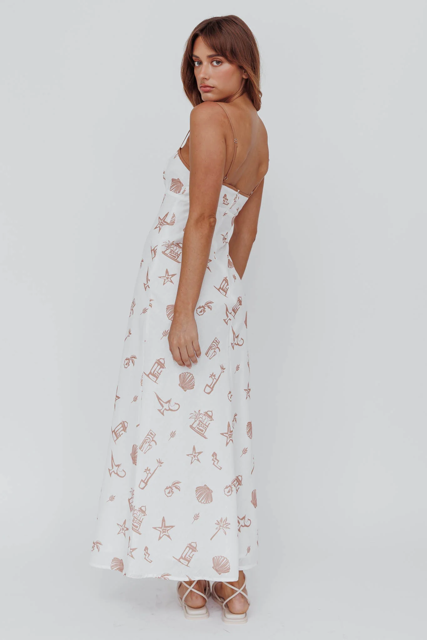 Roll With It Square Neckline Maxi Dress Beige - Seraphlike