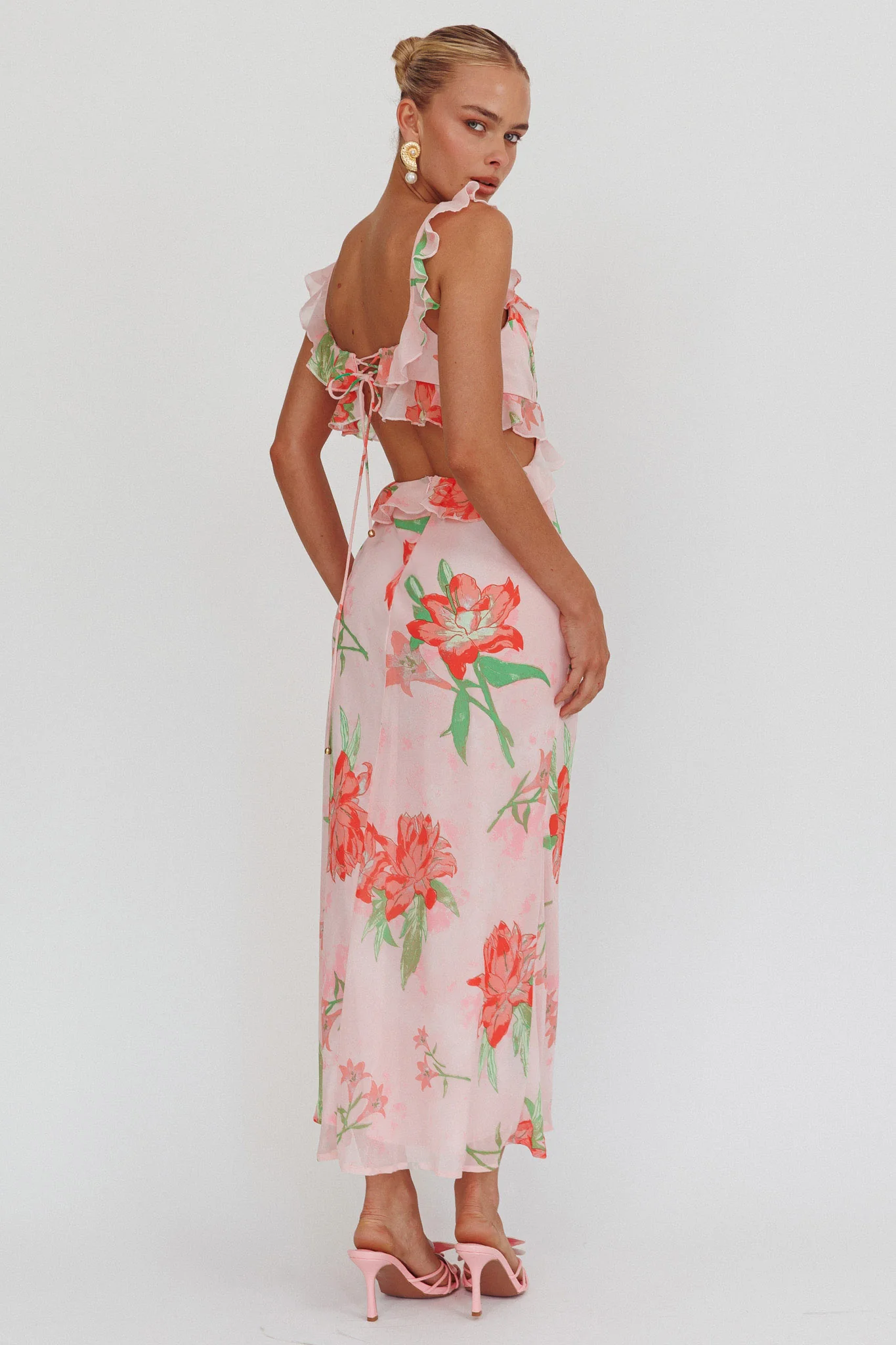 Second Chances Ruffle Trim Maxi Dress Lily Orange - Seraphlike