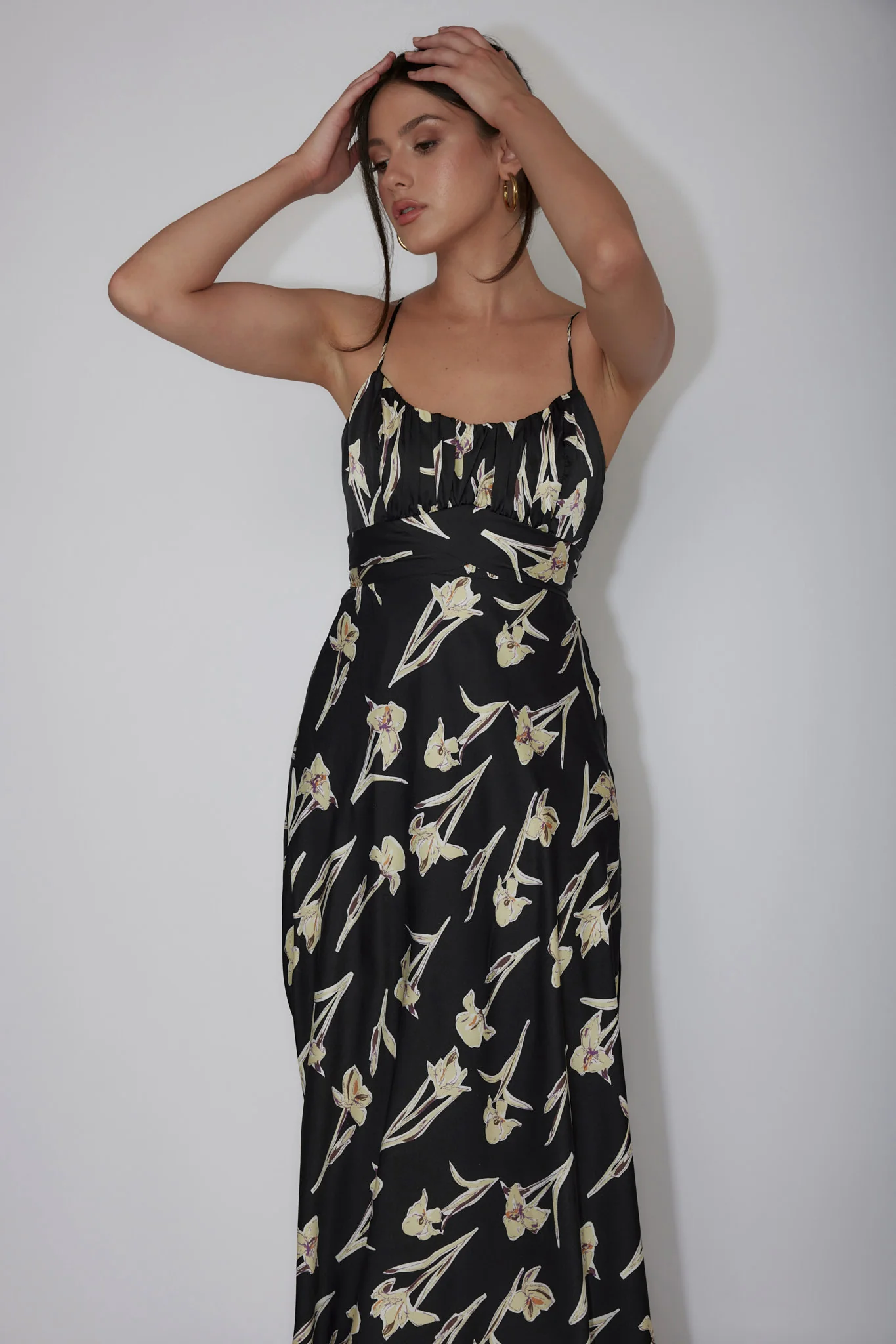 Linka Cami Strap Midi Dress Orchid Black - Seraphlike