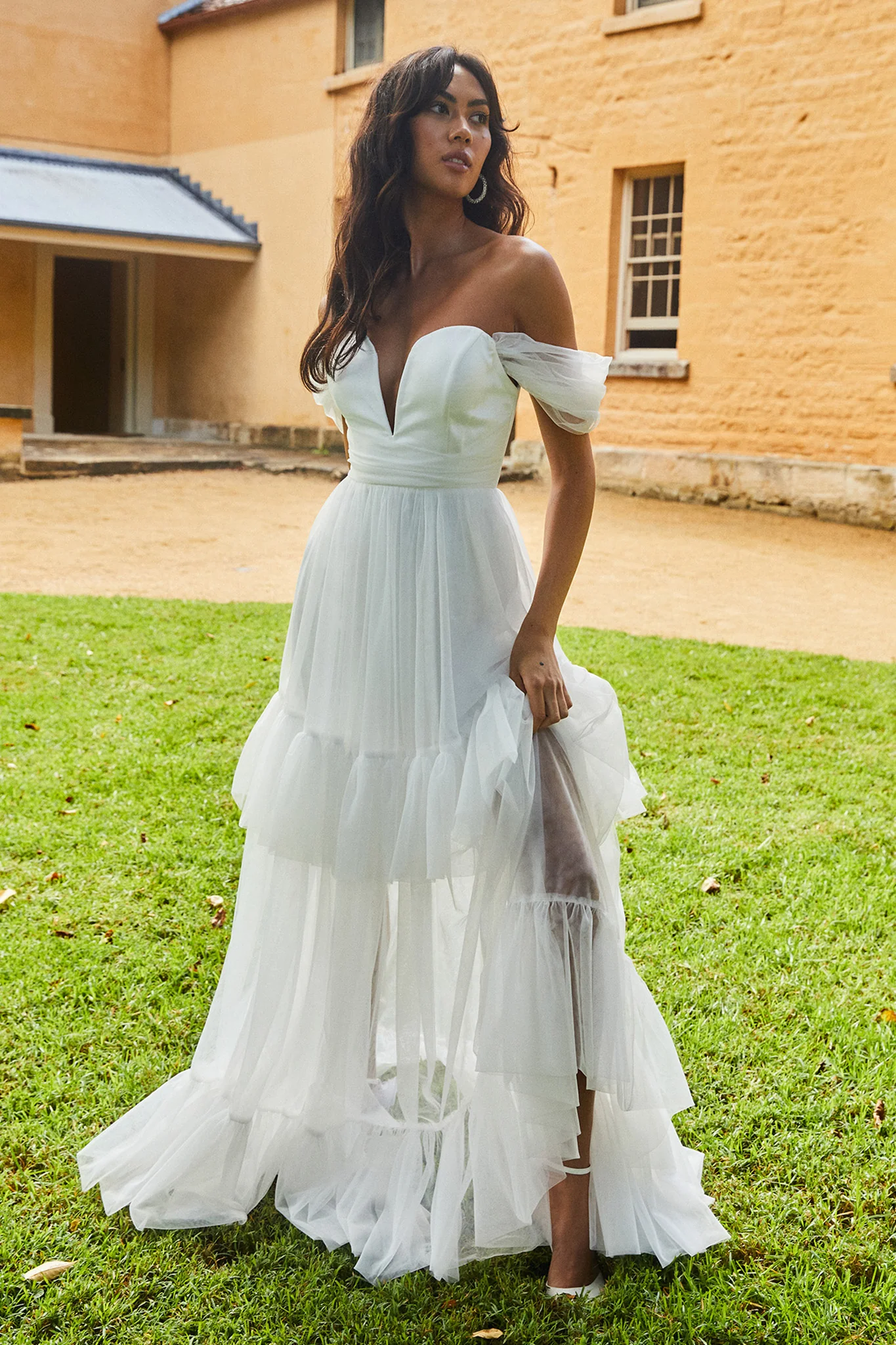 Pixi Off Shoulder Maxi Dress White - Seraphlike