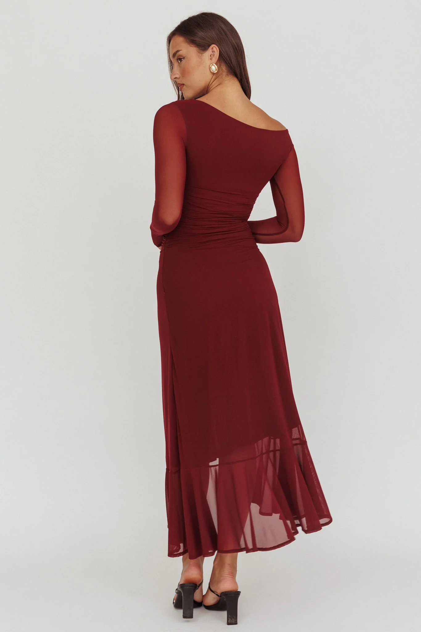 Moonlit Magic Long Sleeve Maxi Dress Wine - Seraphlike