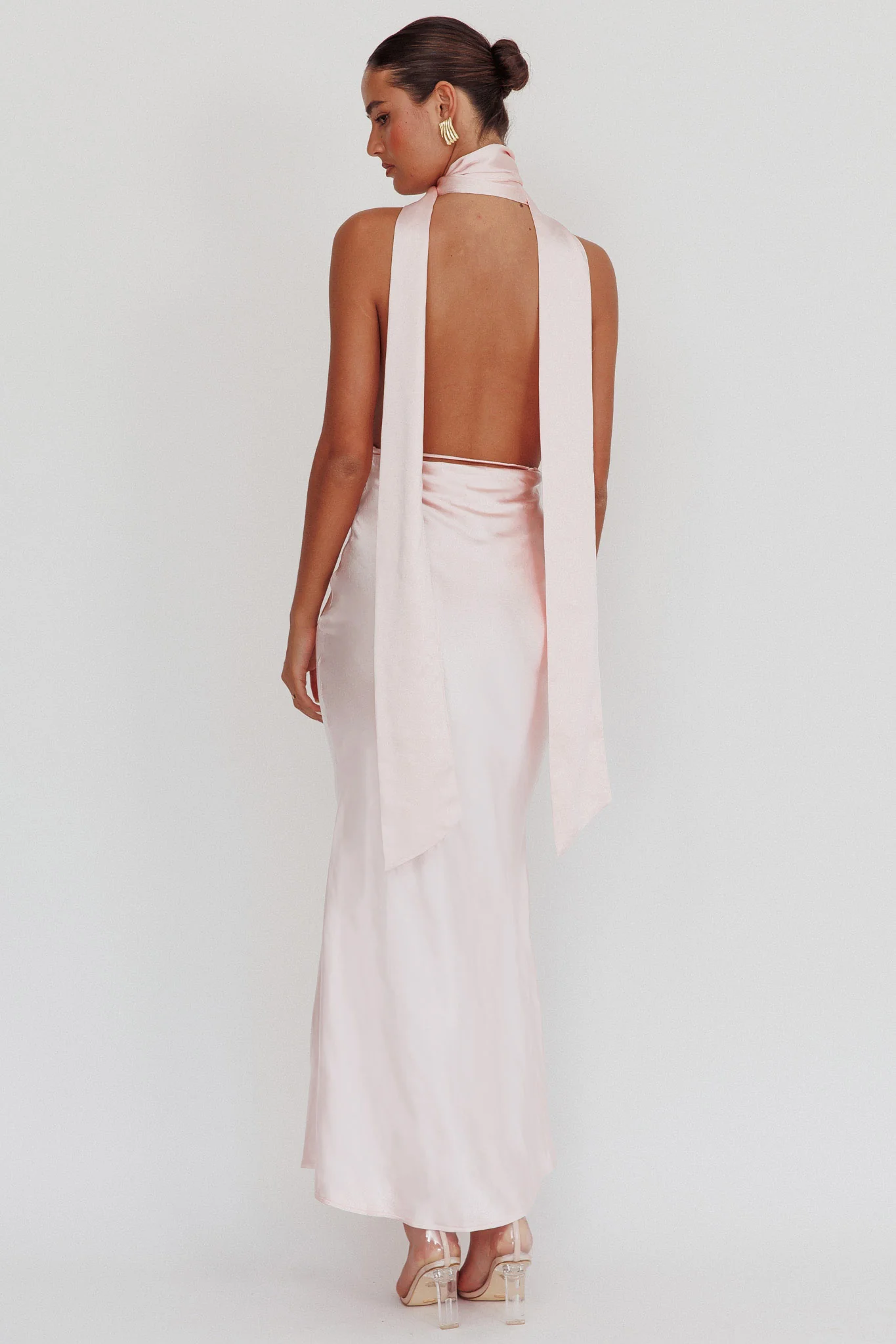 Italia Azure Halterneck Rose Dress Blush - Seraphlike