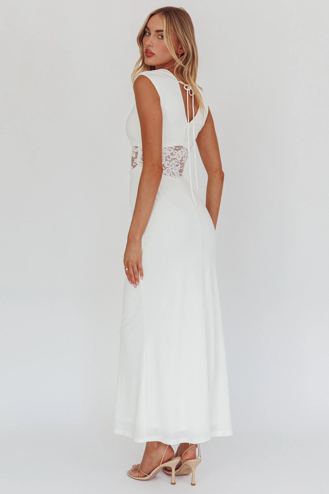 Solara Lace Waist Maxi Dress White - Seraphlike