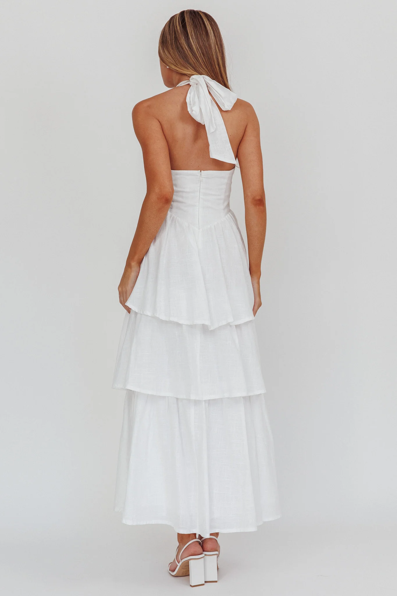 Shaya Tiered Ruffle Maxi Dress White - Seraphlike