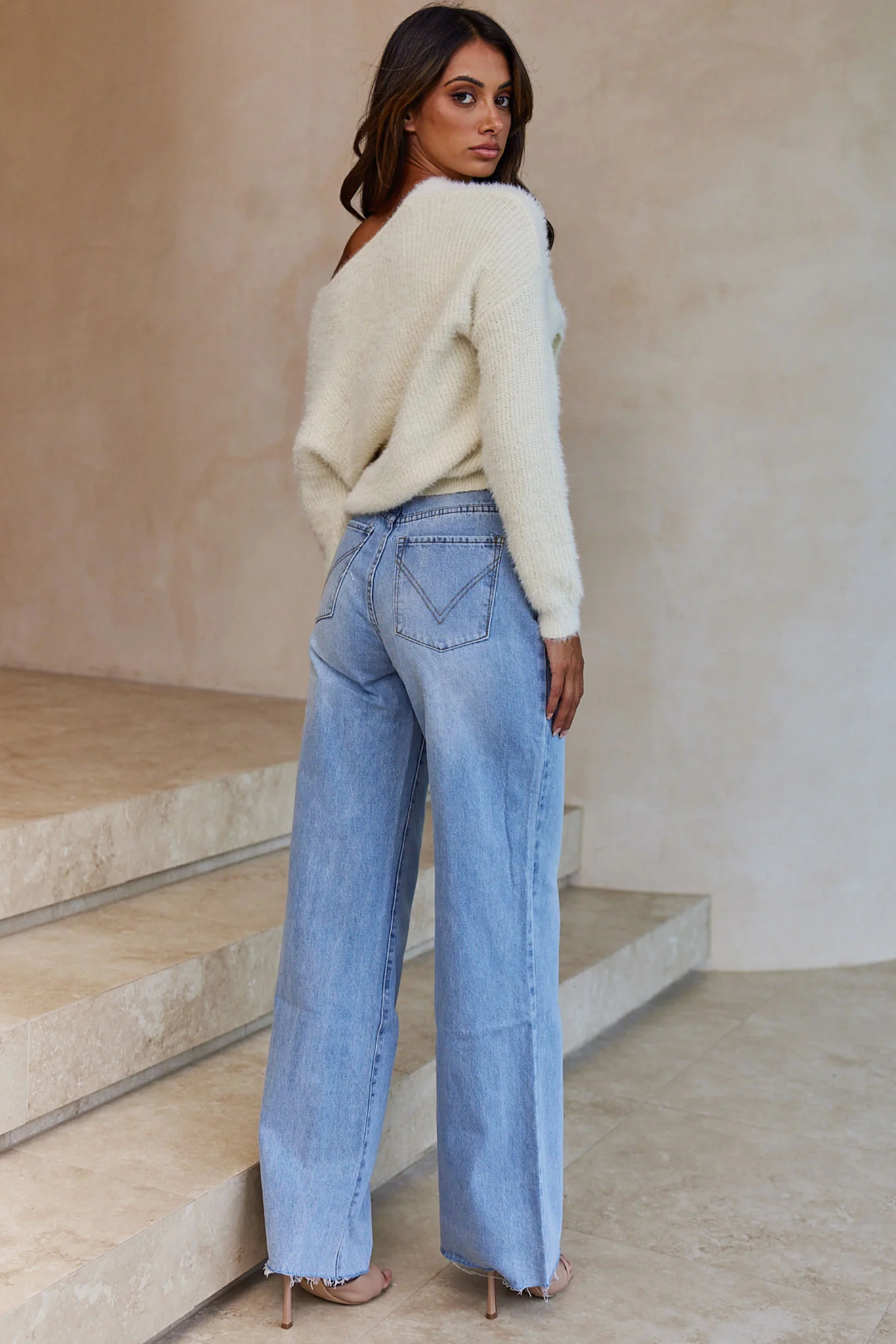 All My Love Long Sleeve Crossover Knit Sweater Off White - Seraphlike