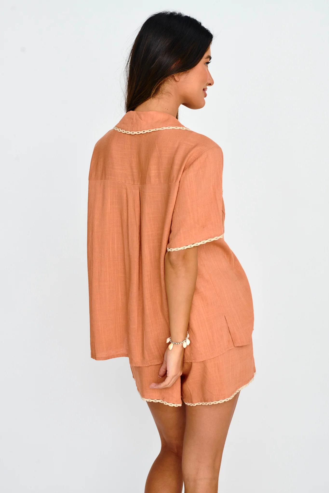 Swing Of Things Embroidered Shirt Mocha - Seraphlike