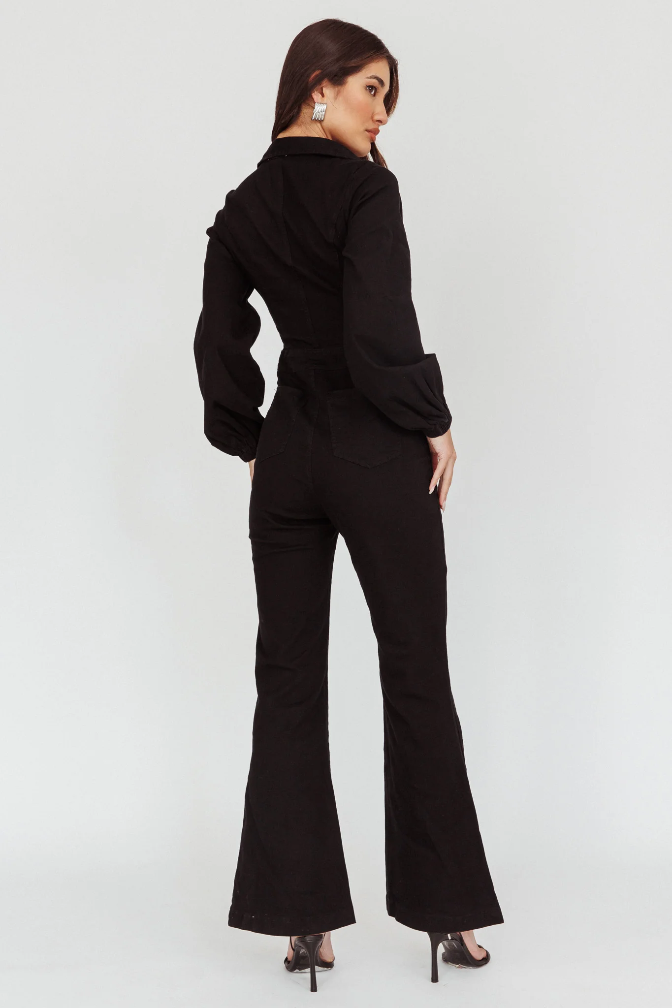 Emilio Long Sleeve Jumpsuit Denim Black - Seraphlike