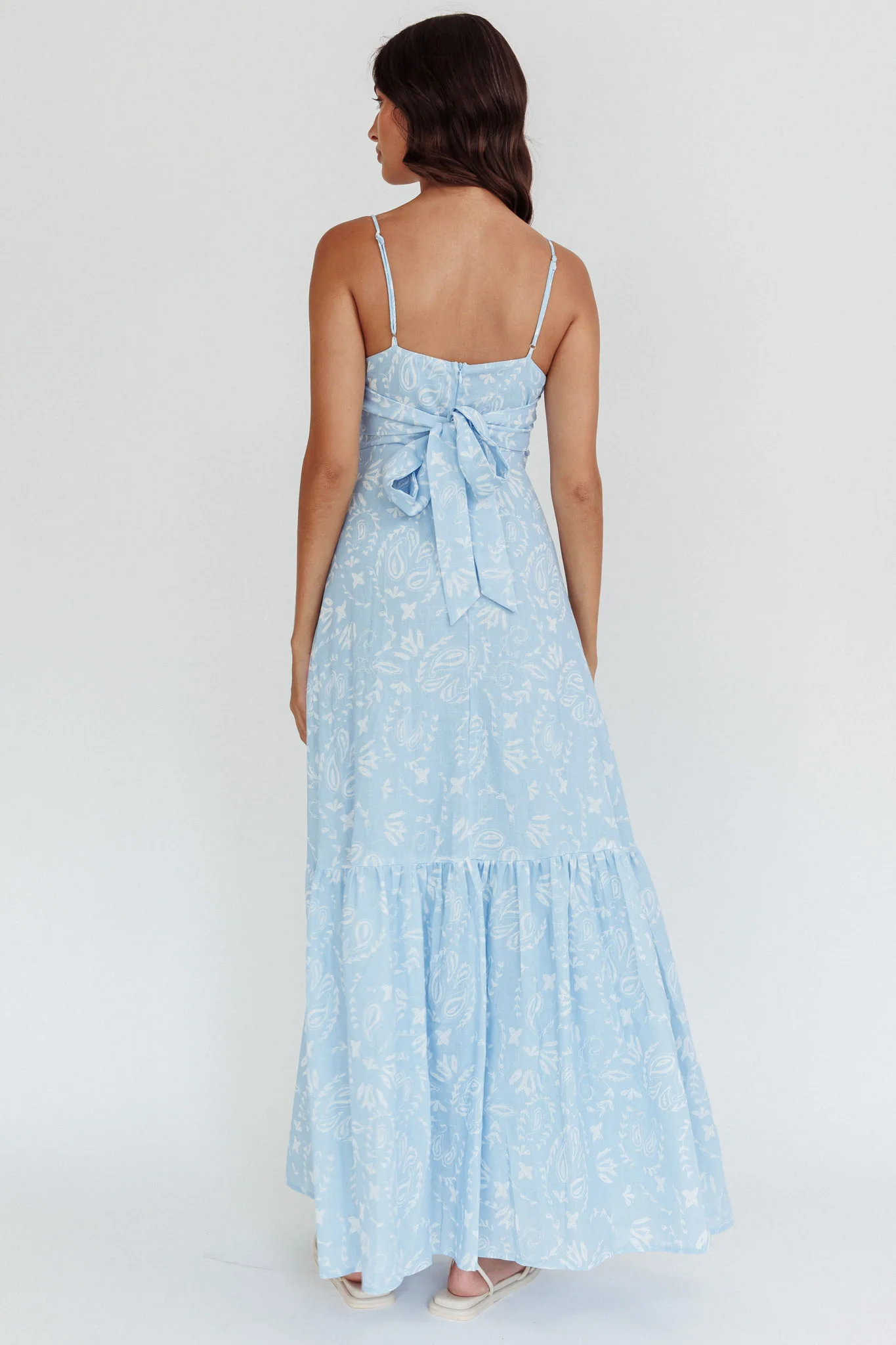 Later Days Cami Strap Maxi Dress Paisley Blue - Seraphlike