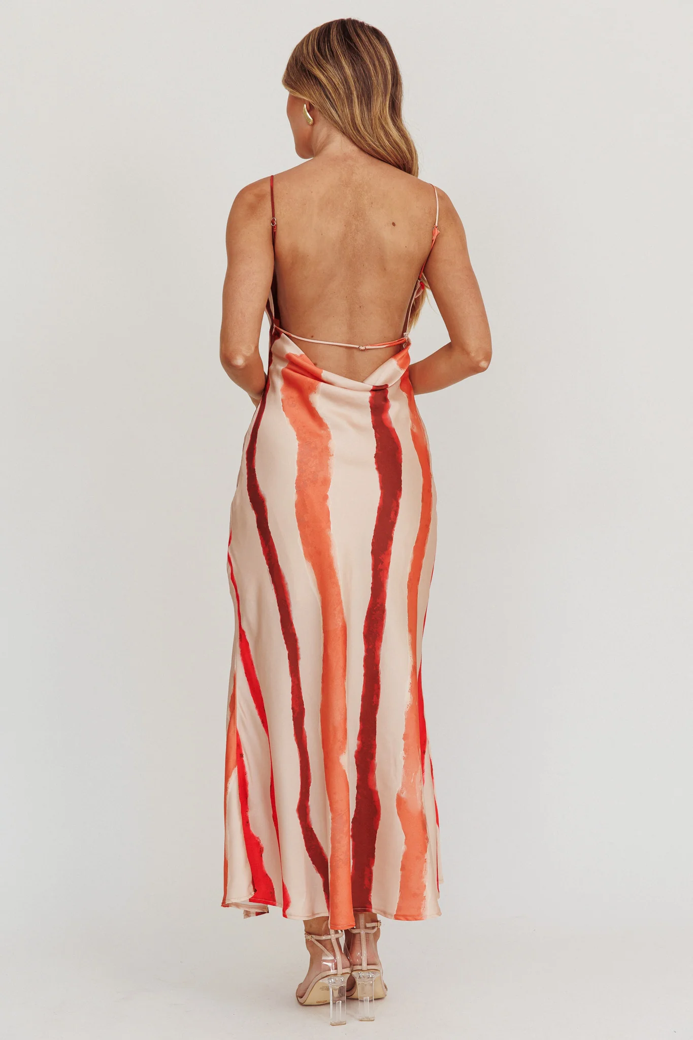 Blondine Cowl Bust Split Maxi Dress Peach - Seraphlike