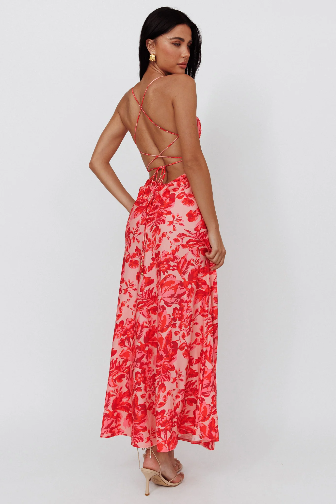 True Divine Strappy Back Maxi Dress Floral Fire - Seraphlike