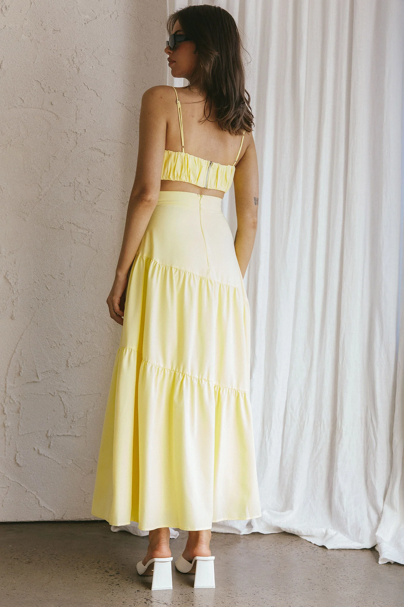 Bondi Waist Tie Maxi Skirt Lemon - Seraphlike