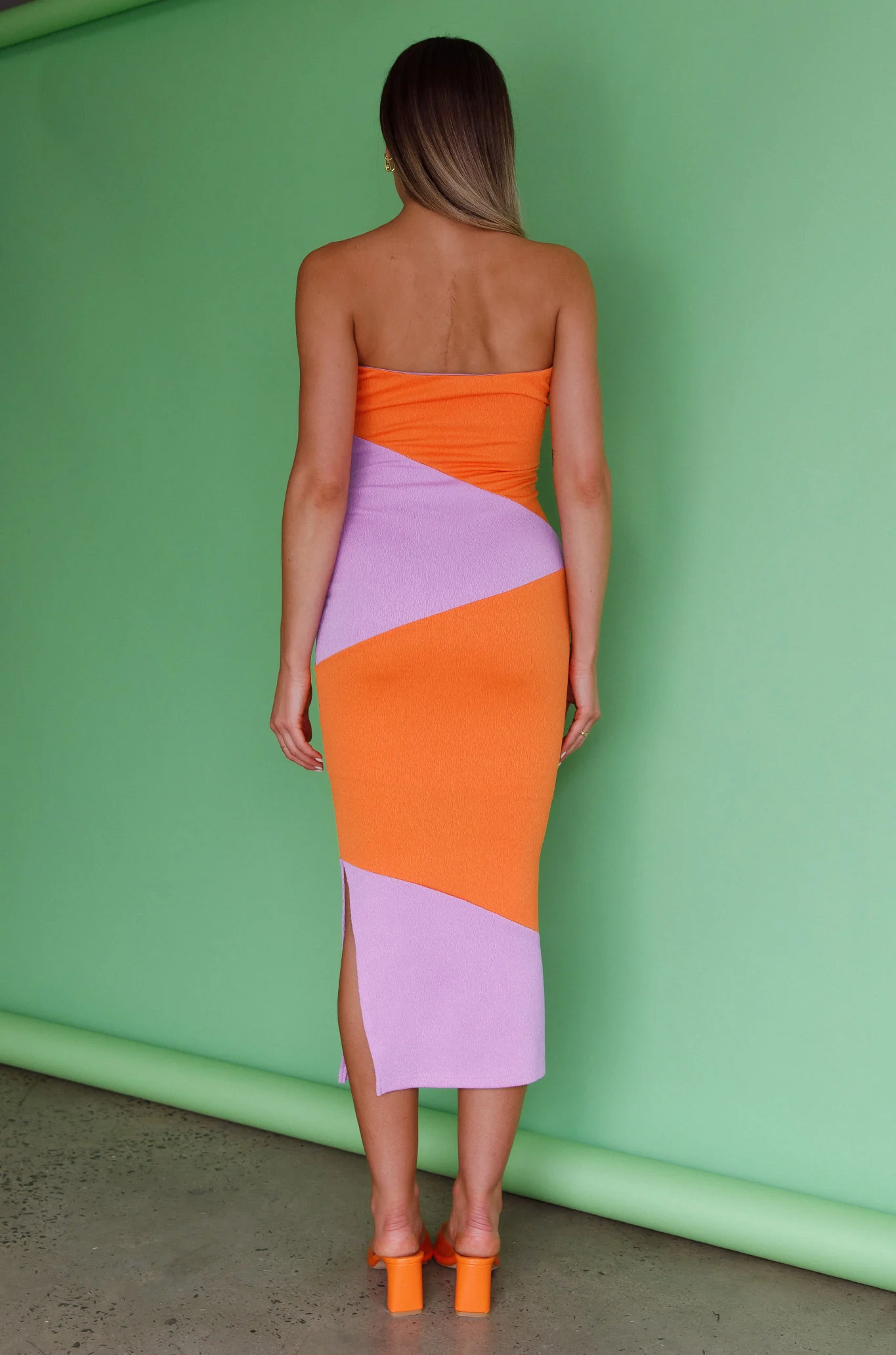 Shondra Crepe Texture Tube Dress Orange - Seraphlike