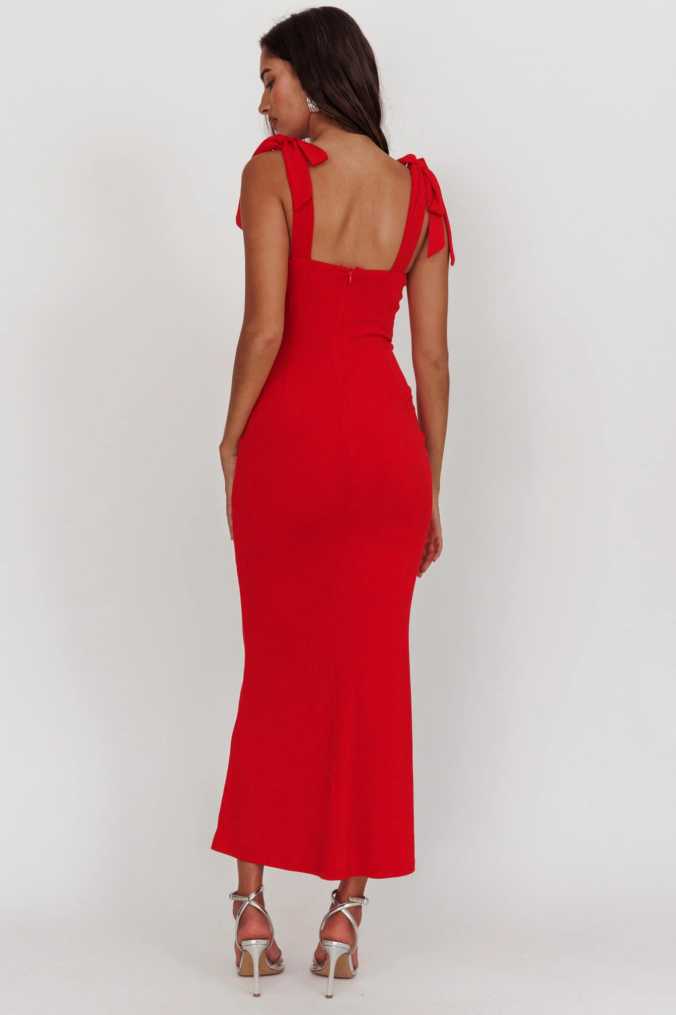 Rose Garden Tied Shoulder Maxi Dress Red - Seraphlike