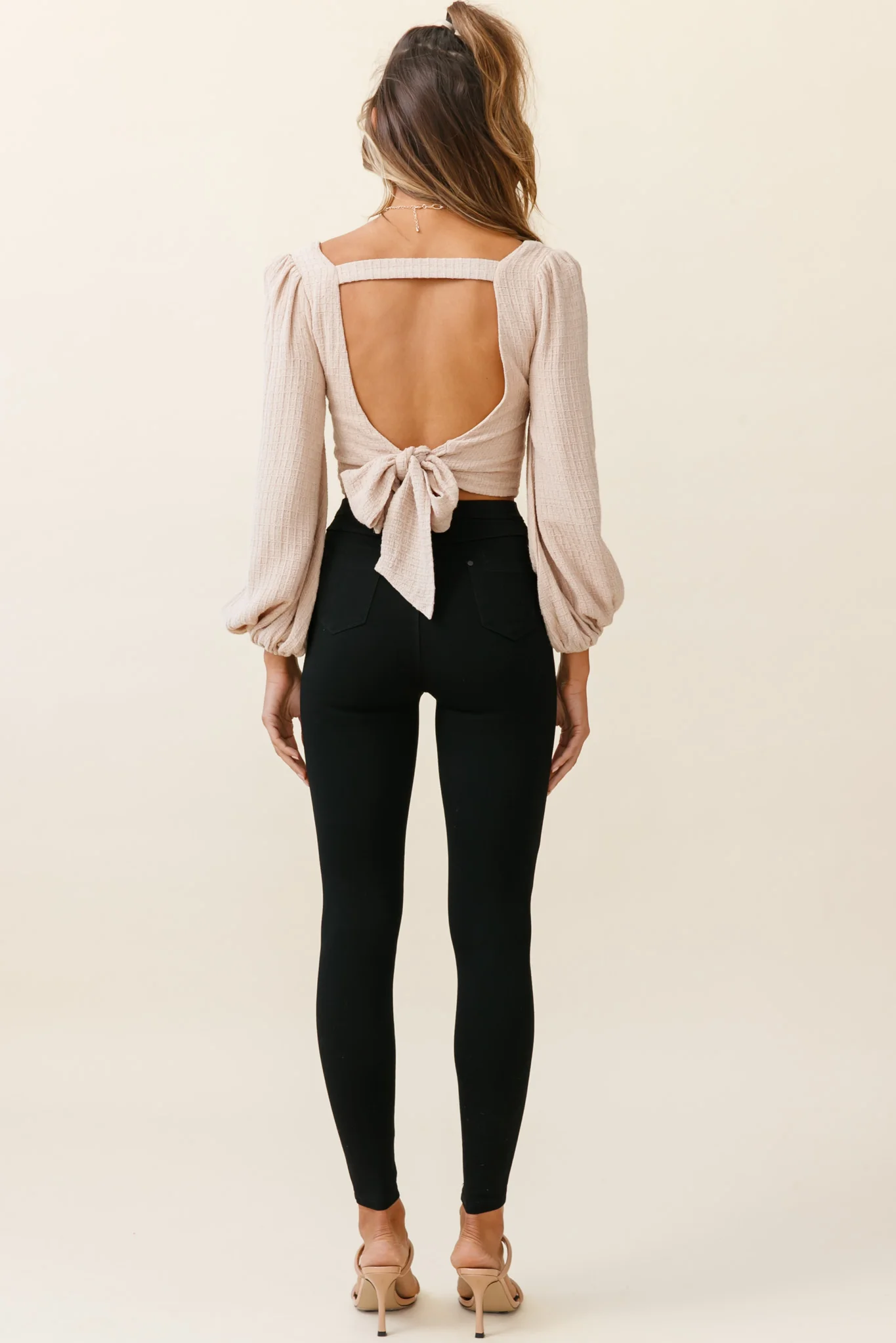 Charleston High-Waisted Ripped Detail Skinny Leg Pants Black - Seraphlike