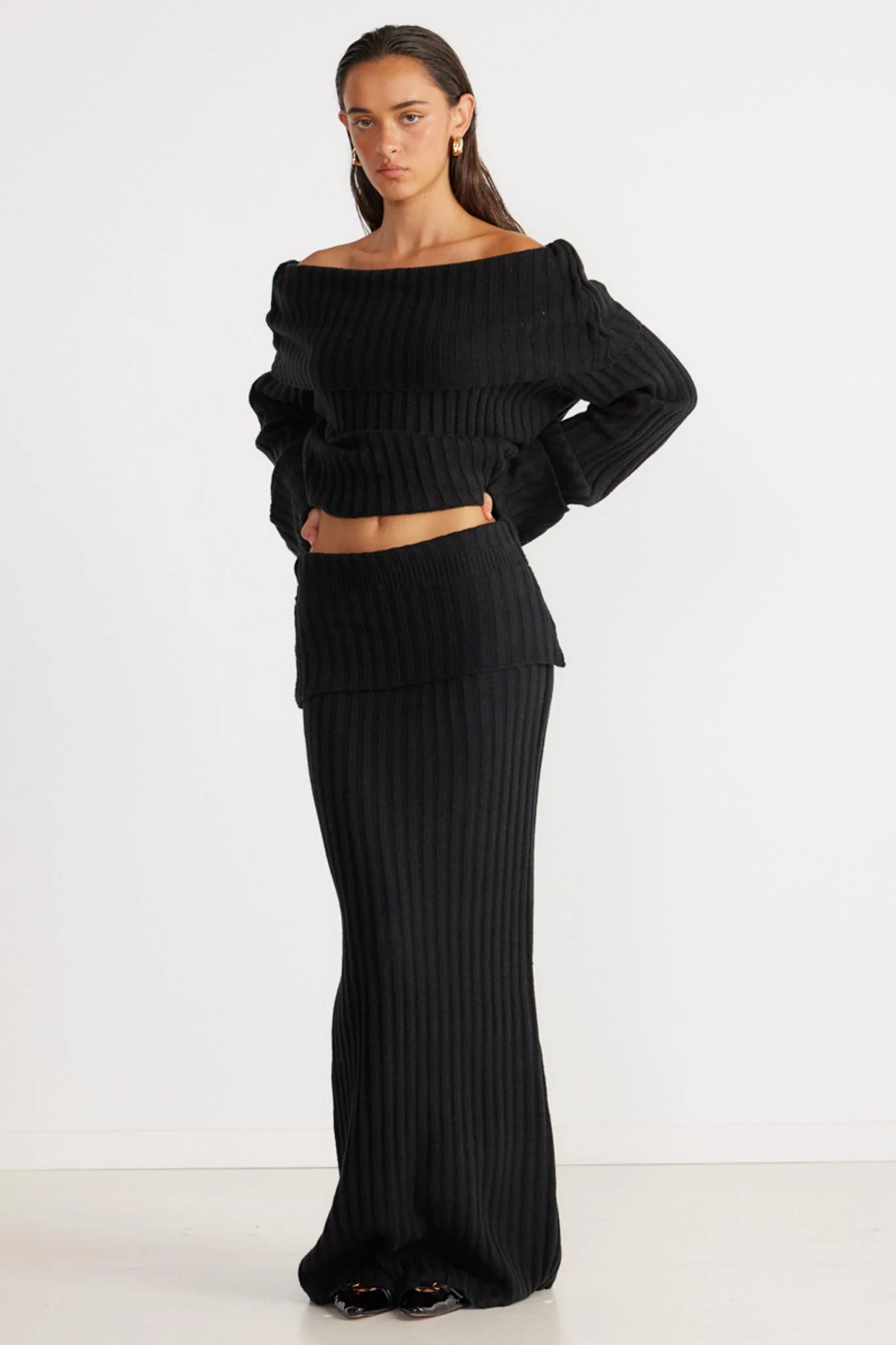 SNDYS Brooks Off Shoulder Jumper Black - Seraphlike