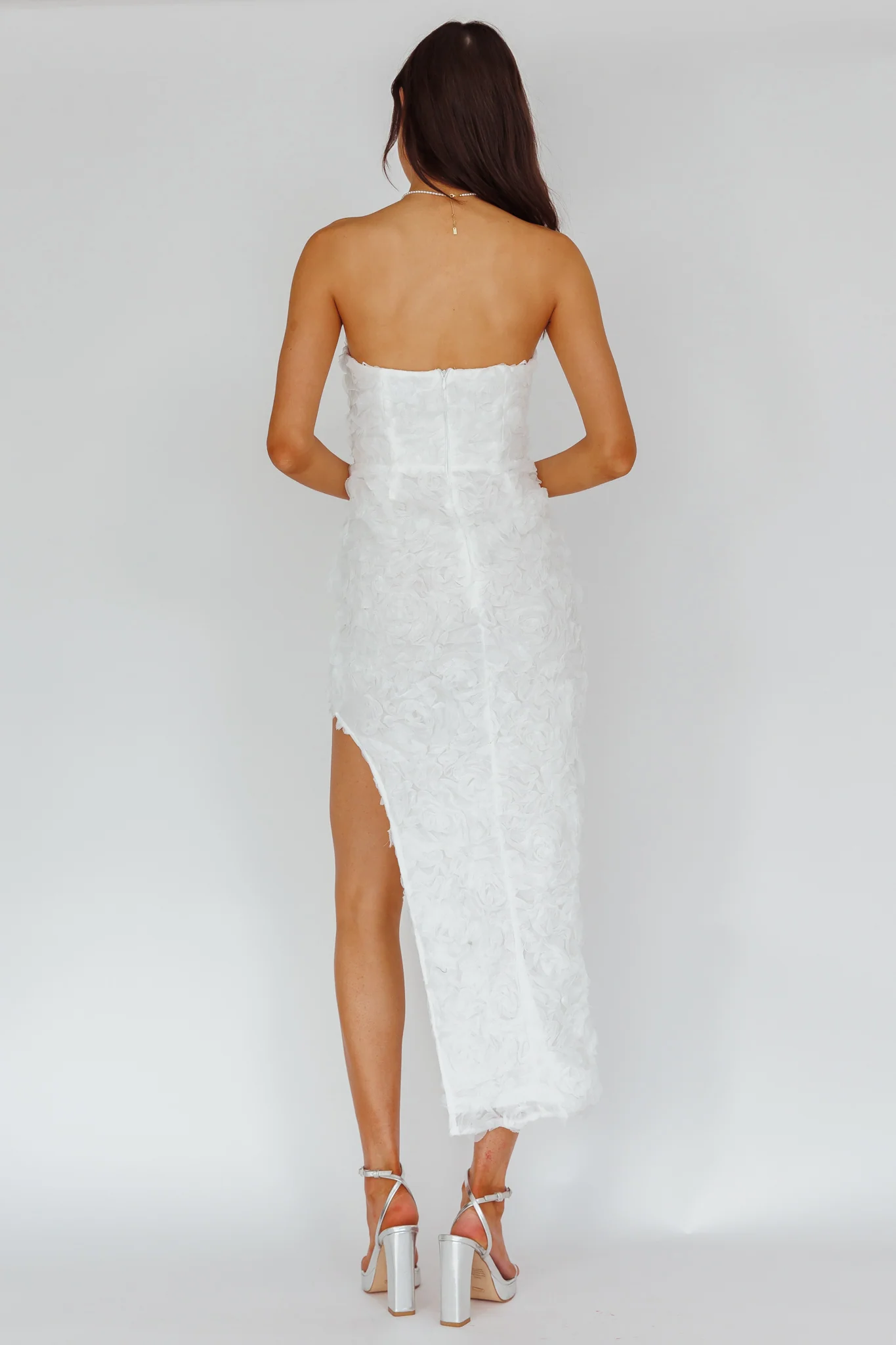 In Paris Embellished Midi Dress White - Seraphlike