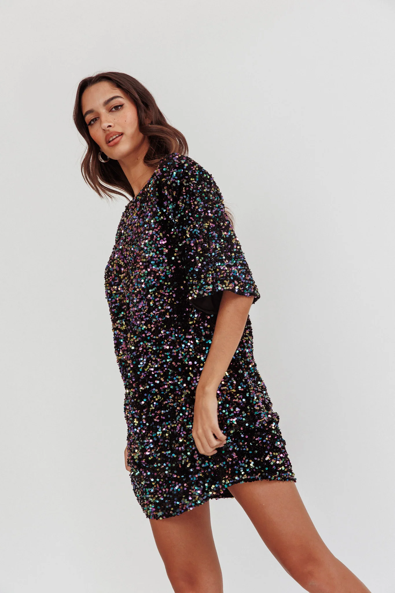 Miramar Backless Sequin Dress Black Multi - Seraphlike