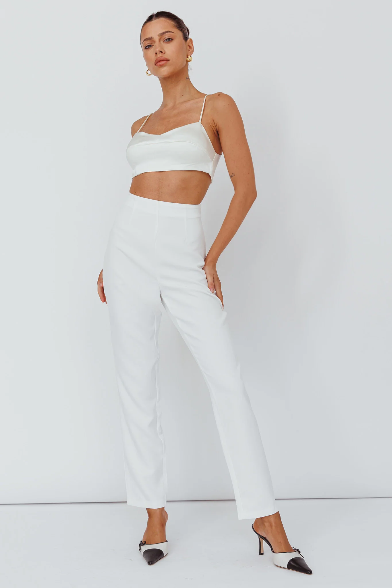 Moonlight Tango High Waist Pants White - Seraphlike
