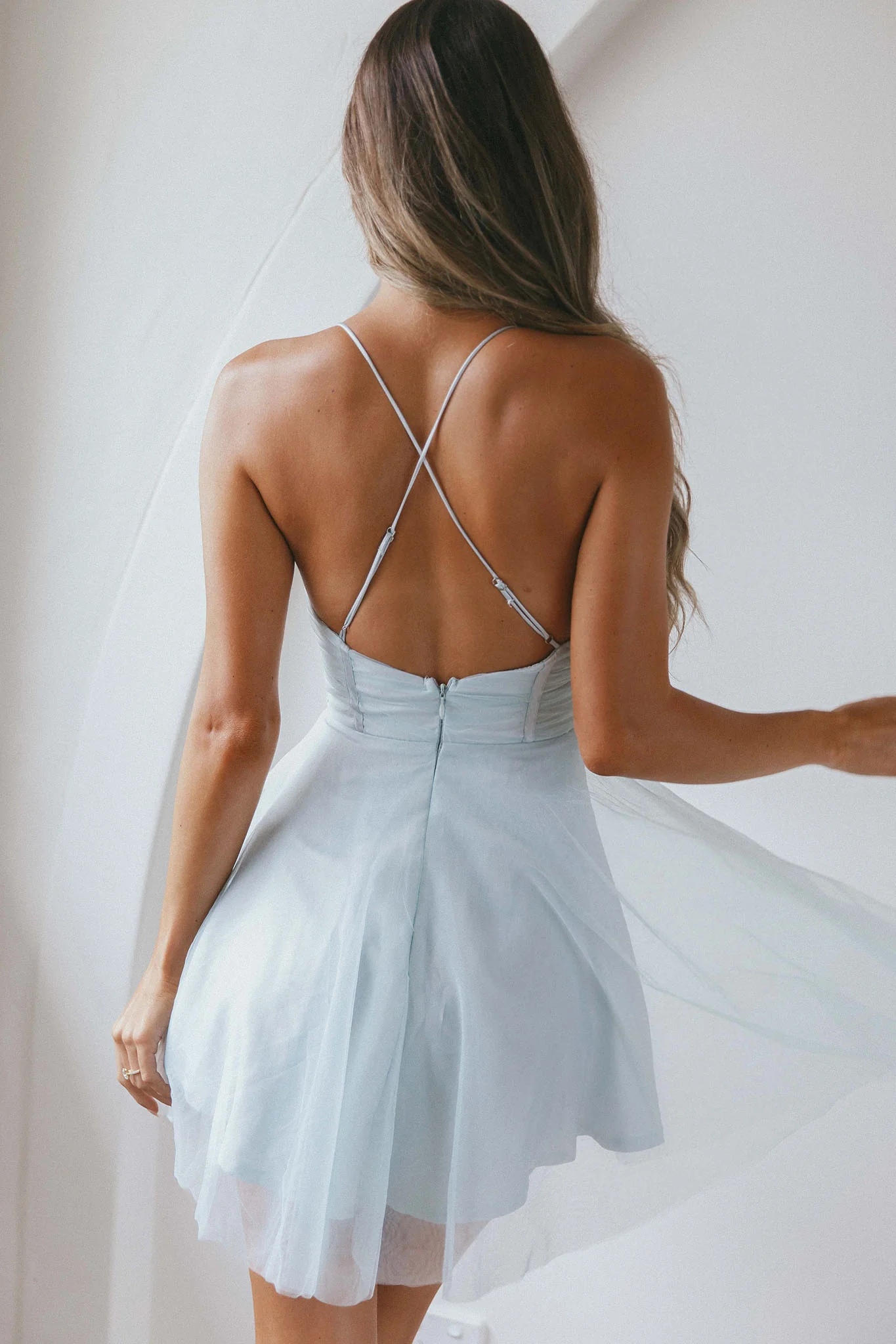 Smitten Sweetheart Neckline Chiffon Mini Party Dress Pistachio - Seraphlike