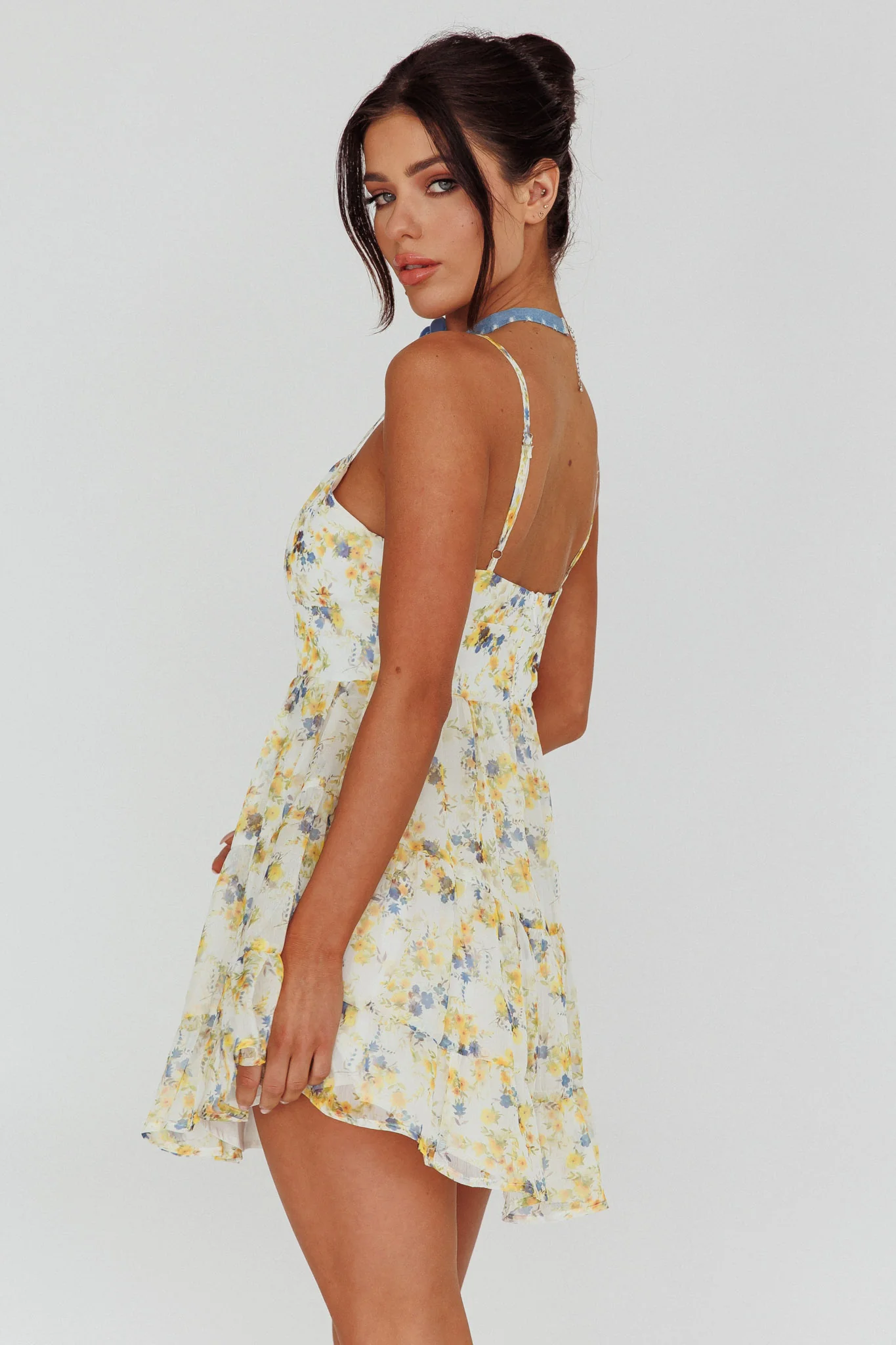 Eternal Sunshine Gathered Bust Babydoll Dress Vintage Blue - Seraphlike