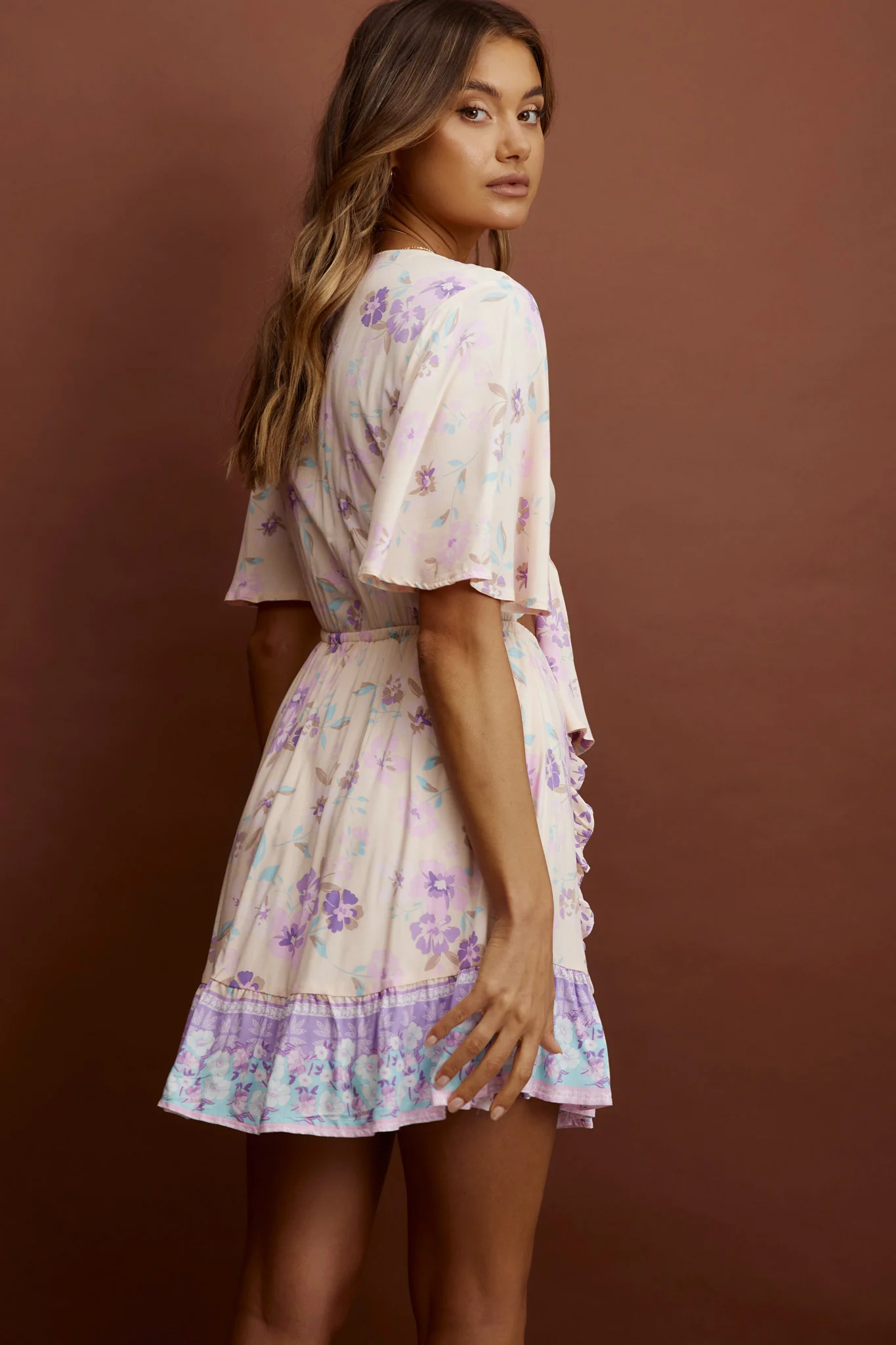 Suva Tie-Knot Bust A-Line Dress Floral Yellow - Seraphlike