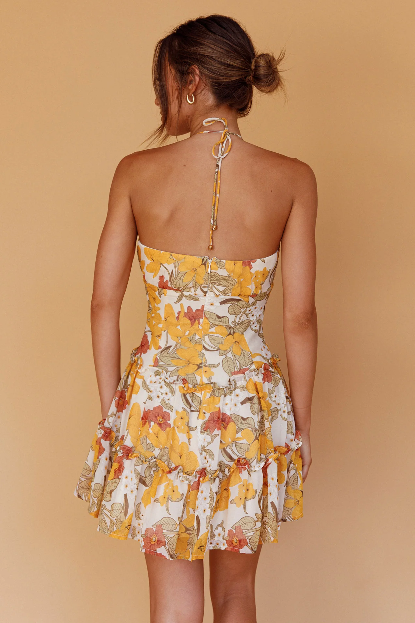 Nikayla Halterneck Mini Dress Floral White - Seraphlike