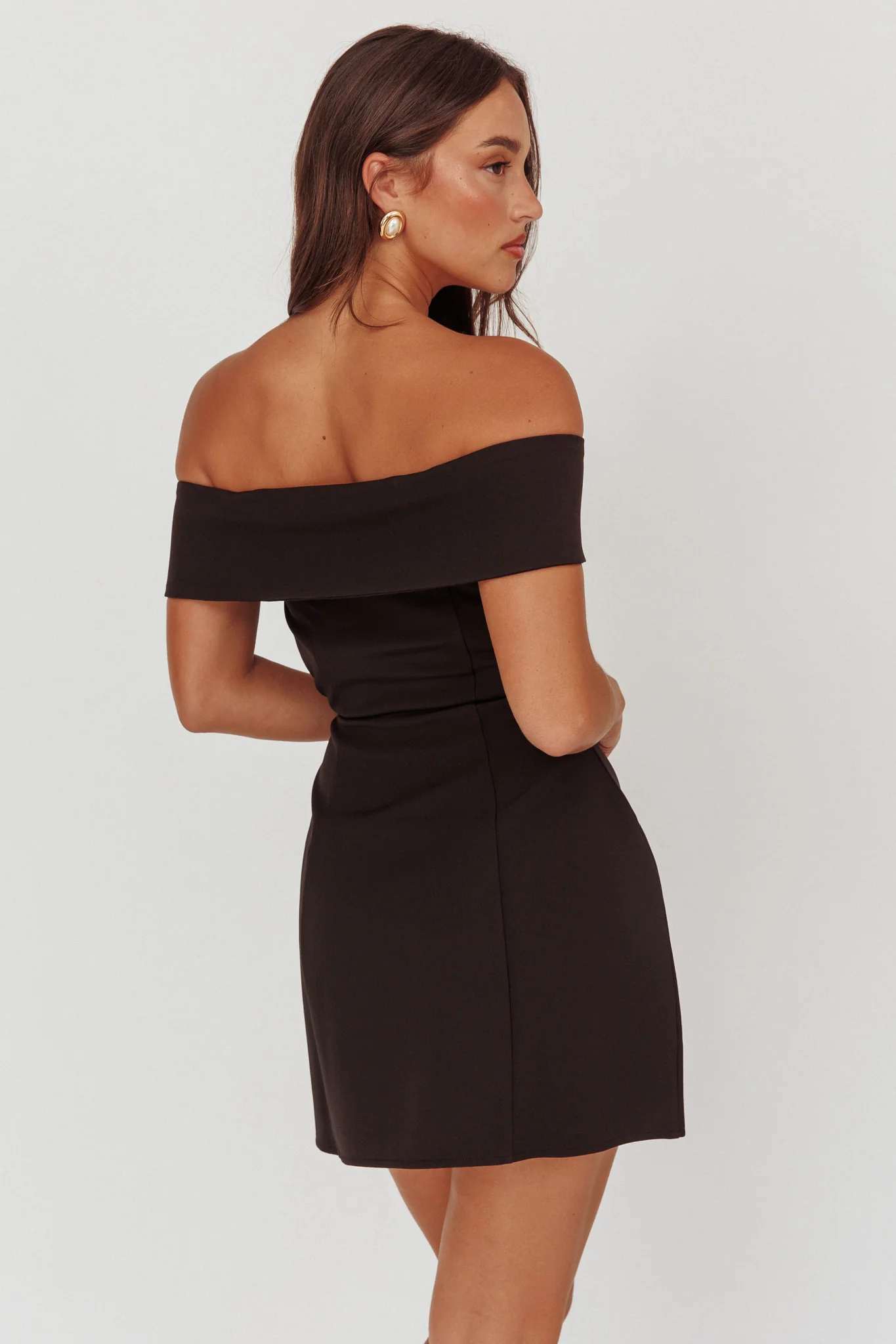 Midnight Moment Off-Shoulder Crossover Mini Dress Black - Seraphlike