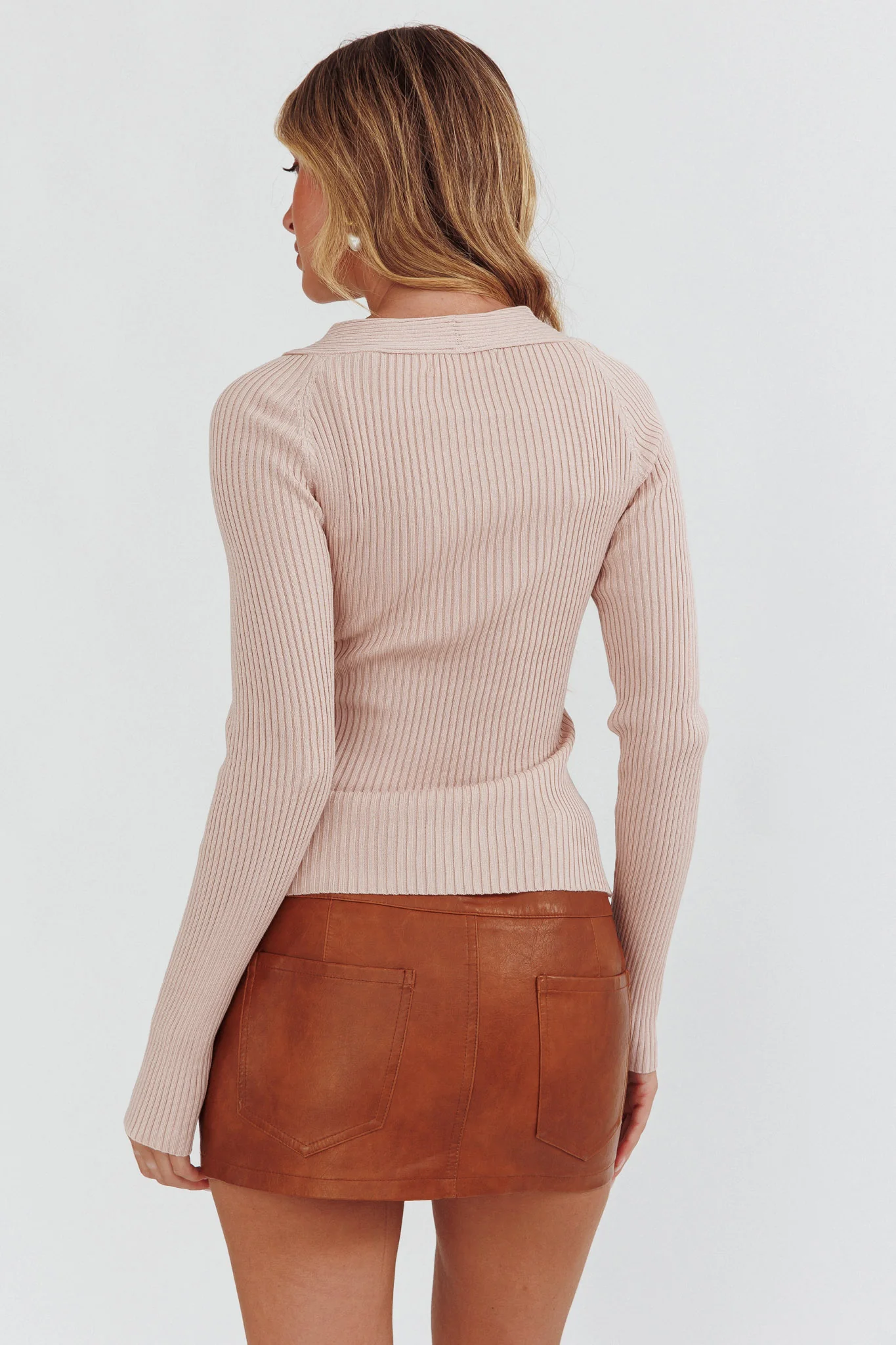 One Mind Cut-Out Neckline Knit Top Mocha - Seraphlike