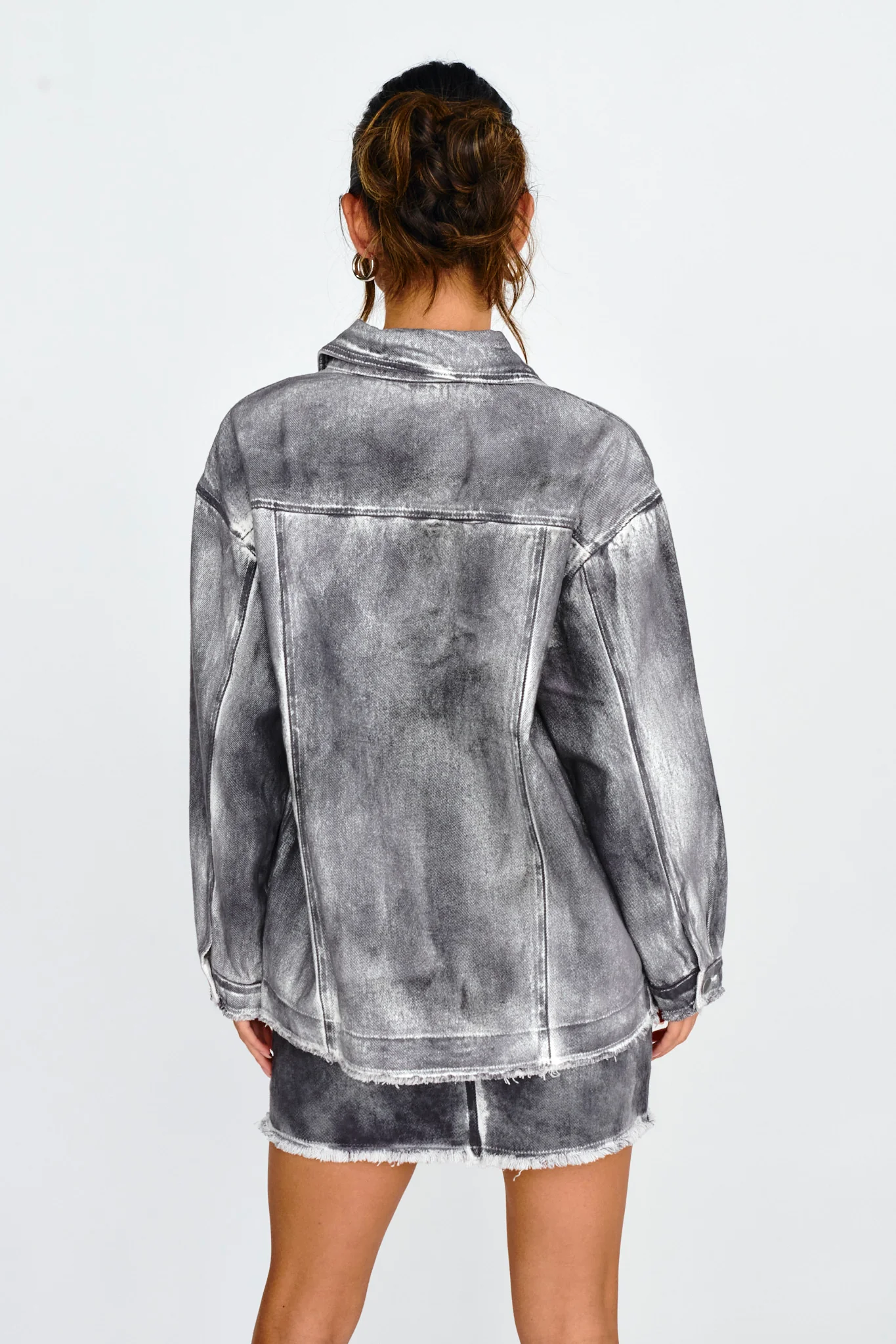 Decoy Distressed Jean Jacket Black/White - Seraphlike