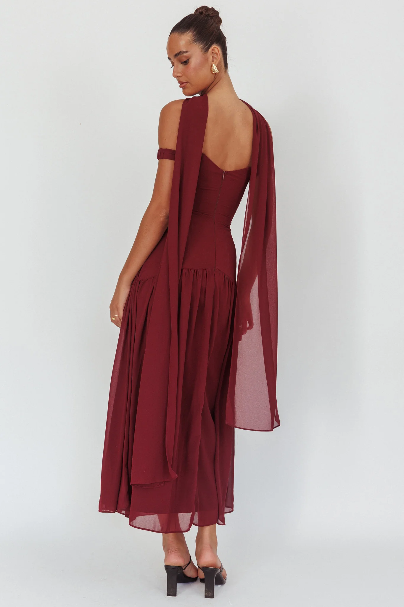 Kaycee Drop Waist Maxi Dress Wine - Seraphlike