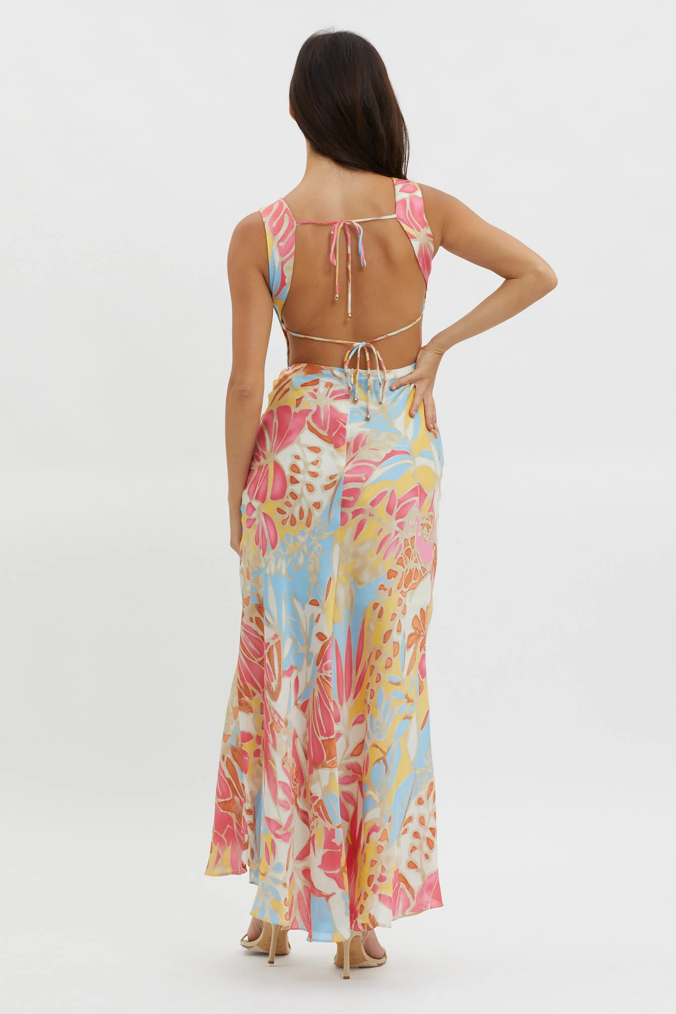 Casuarina Gathered Bust Midi Dress Blue - Seraphlike