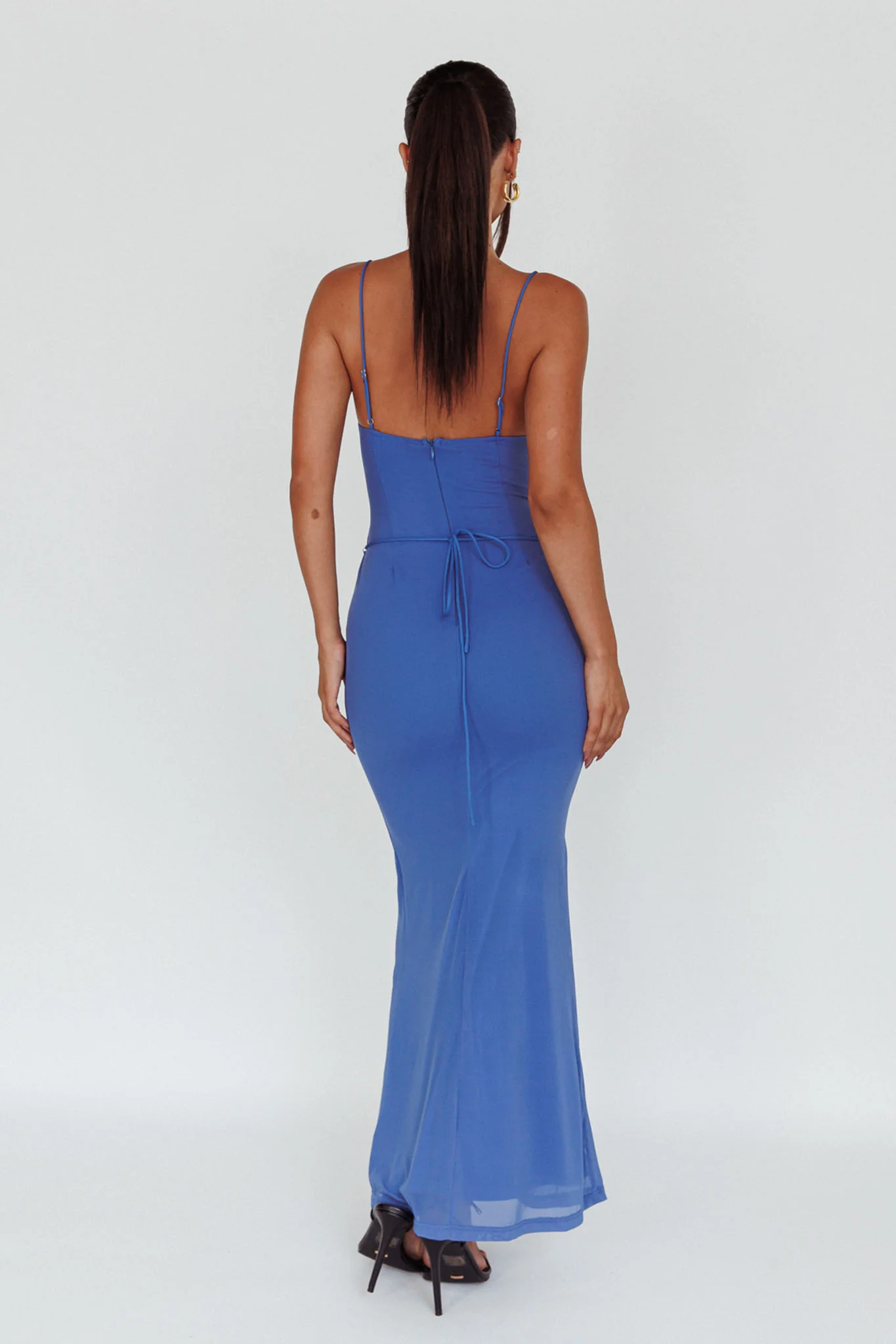 Teava Laced Waist Maxi Dress Blue - Seraphlike