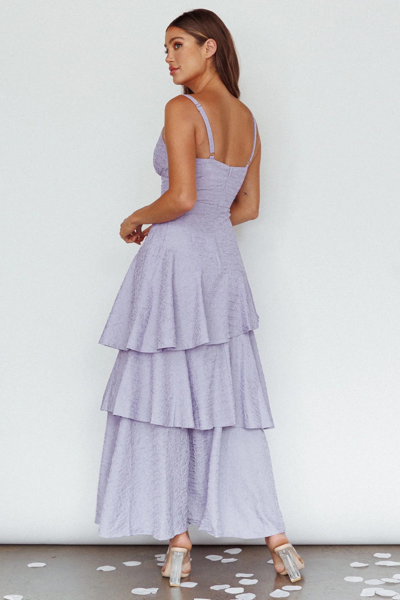New Vibes Layered Hem Maxi Dress Lilac - Seraphlike