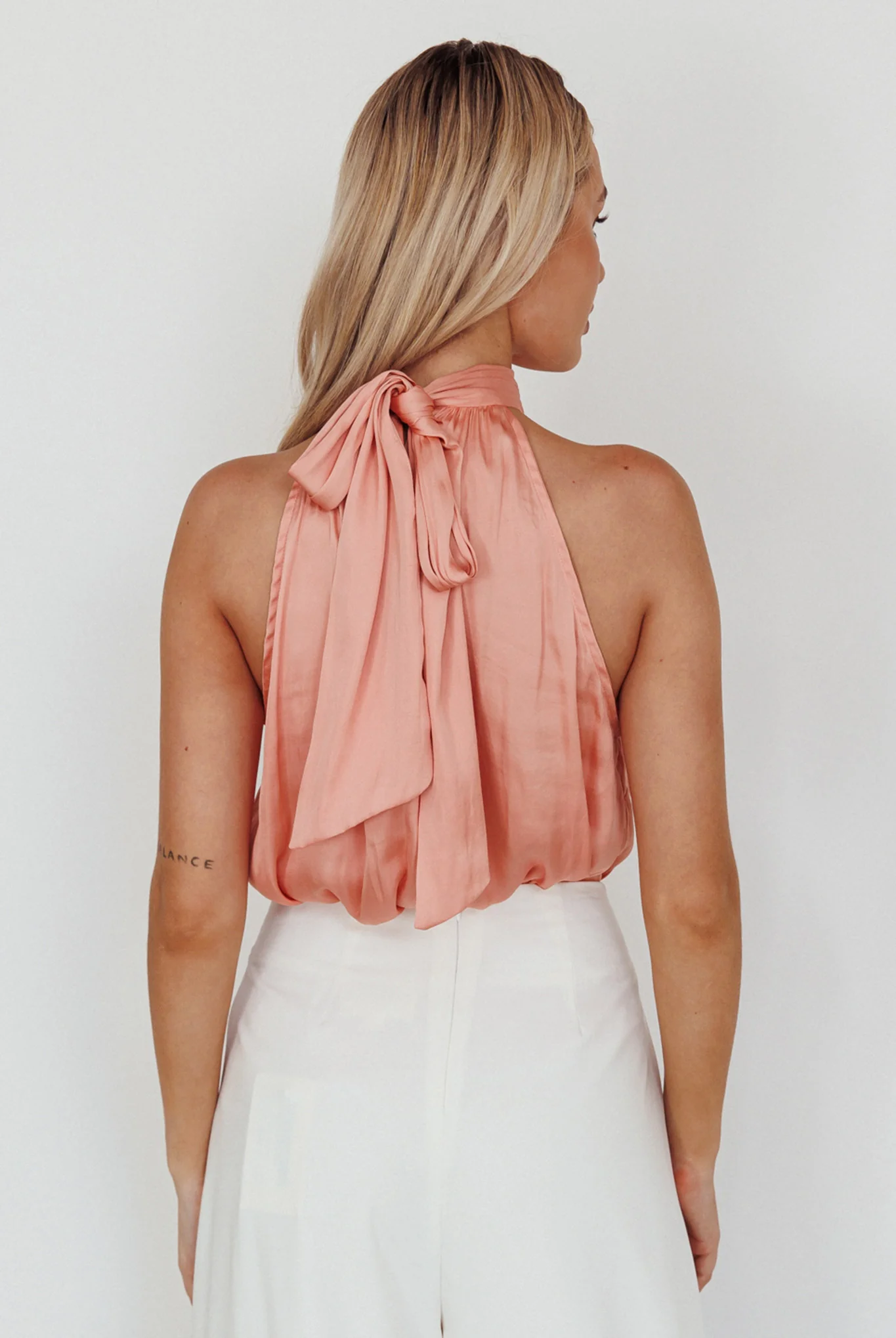 Calisto Sleeveless Tied Neck Top Rose - Seraphlike
