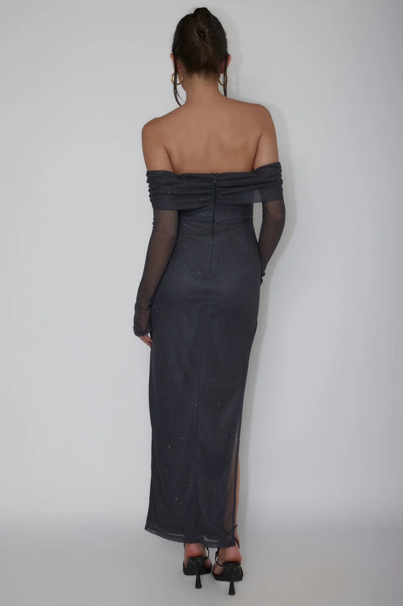 Martinez Off-Shoulder Midi Dress Slate Blue - Seraphlike